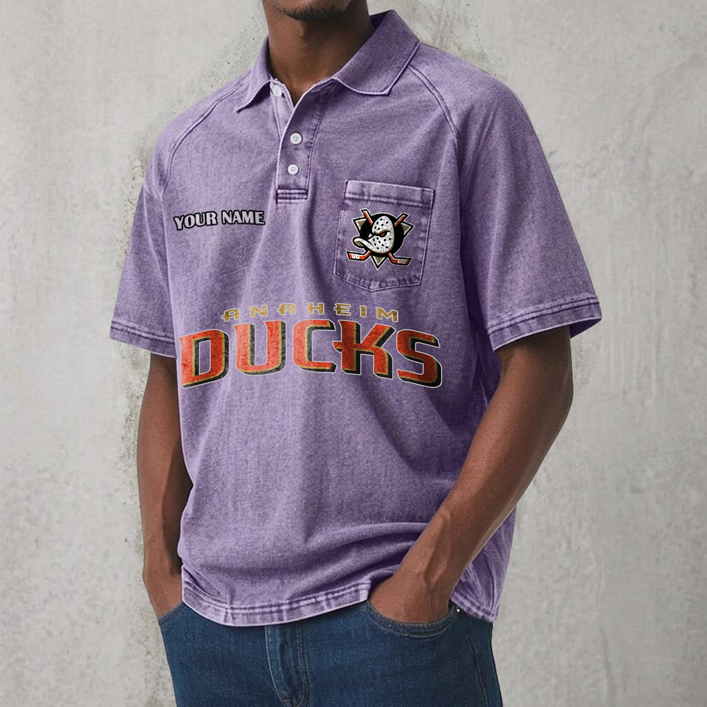 ANA x NHL Men's Distressed Turn-Down Collar Polo DATND TANTD 250526