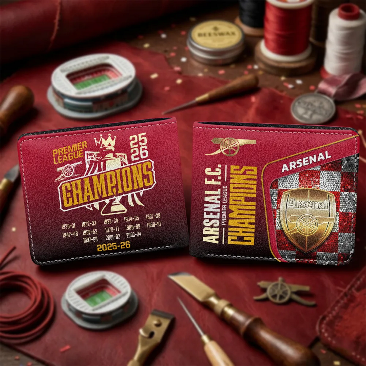 ARS FC Premier League Champions 2526 3D Leather Men Wallet 2405 V2 DatND DVT