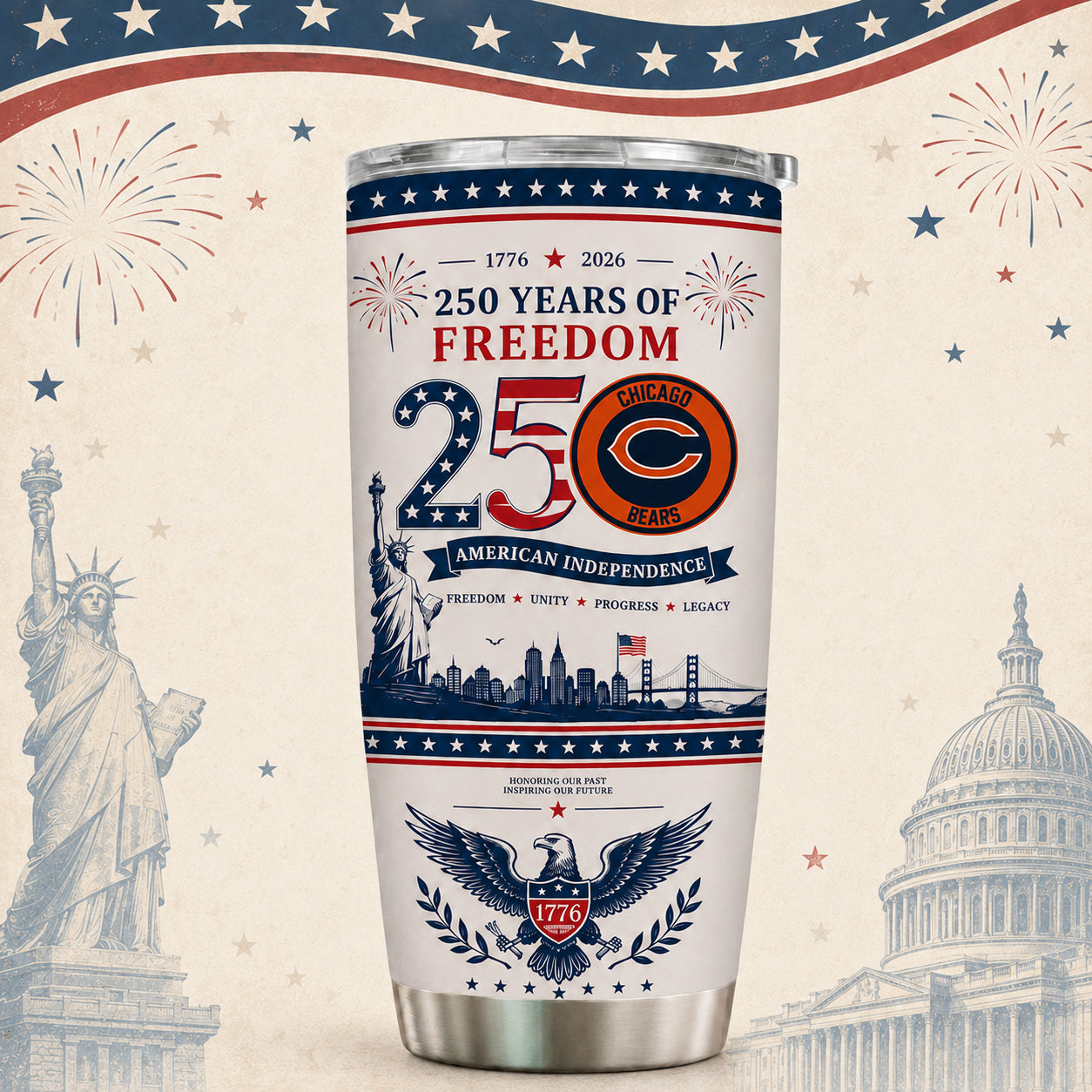 CHI x NFL 250th Anniversary Special Tumbler for Football Fans 170626