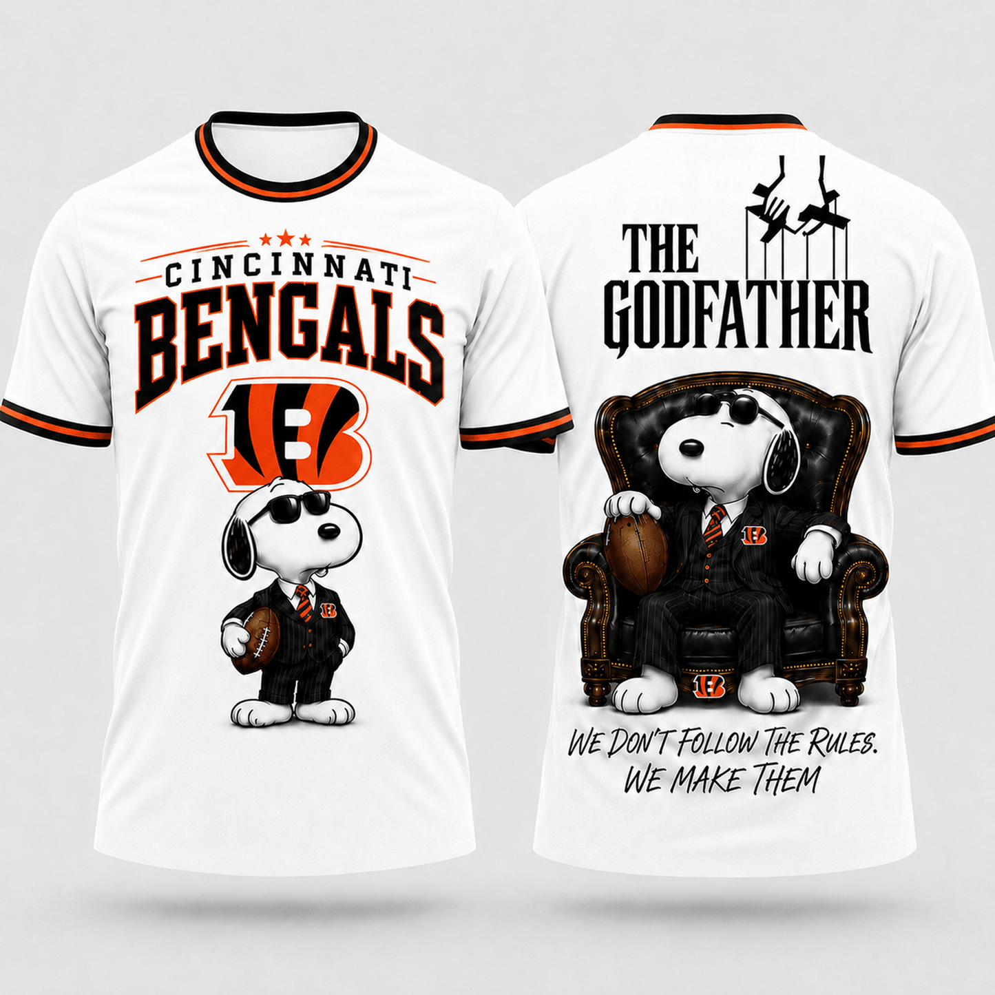 CIN x NFL Premium Funny Football Snoopy The Godfather Rule Maker Game Day 3D Shirt 0307