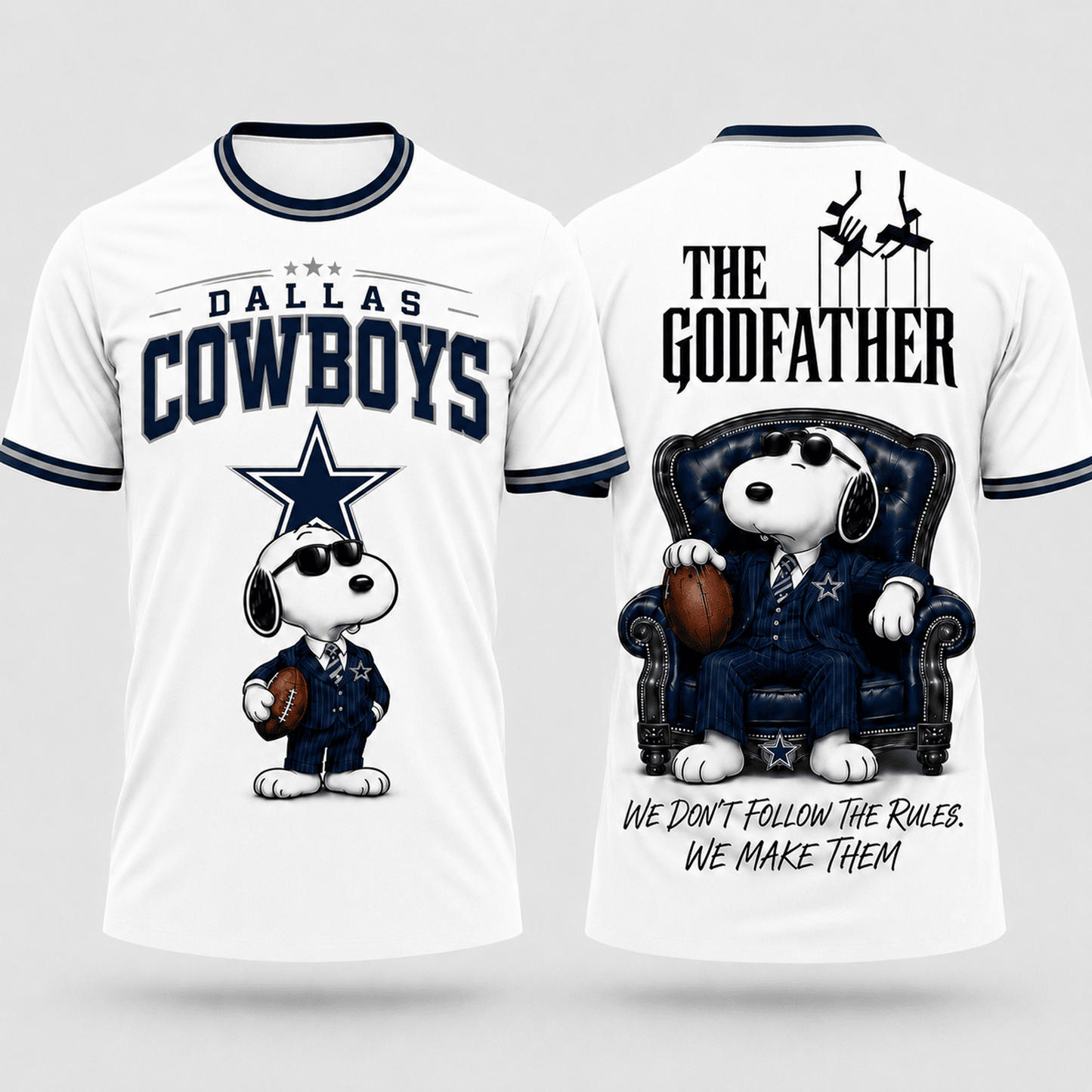 DAL x NFL Premium Funny Football Snoopy The Godfather Rule Maker Game Day 3D Shirt 0307