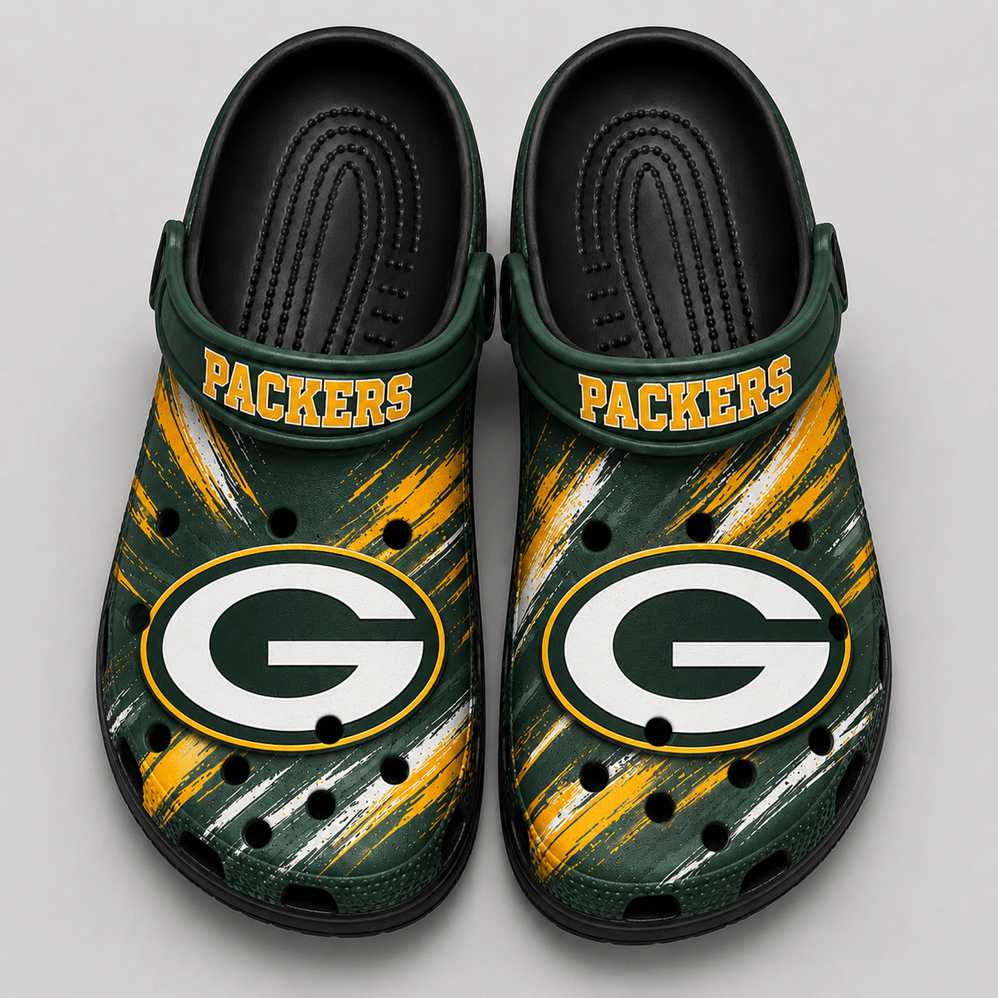GB Premium NFL Game Day Football Fan Sport Clogs Crocs Abstract Scratch 1706