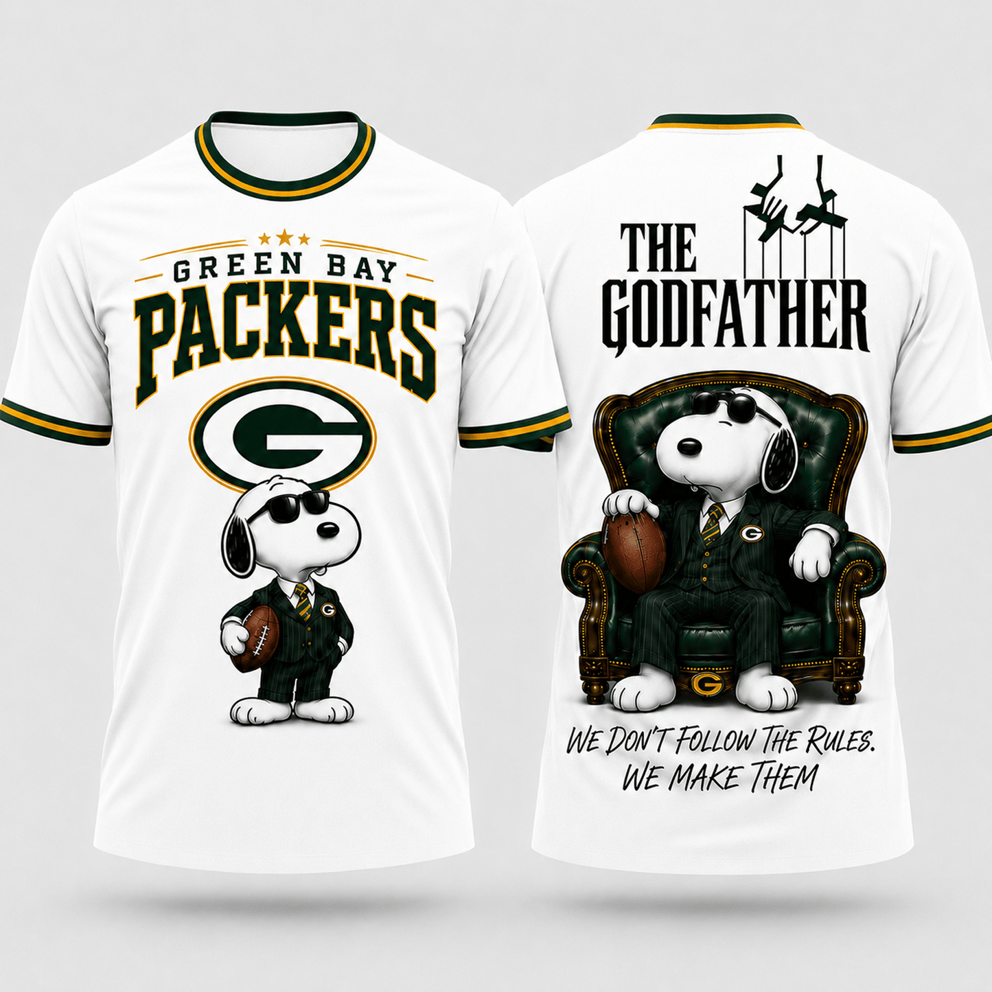 GB x NFL Premium Funny Football Snoopy The Godfather Rule Maker Game Day 3D Shirt 0307