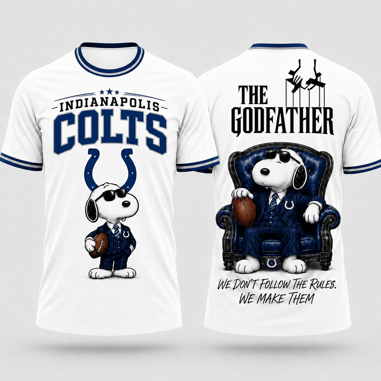 IND x NFL Premium Funny Football Snoopy The Godfather Rule Maker Game Day 3D Shirt 0307