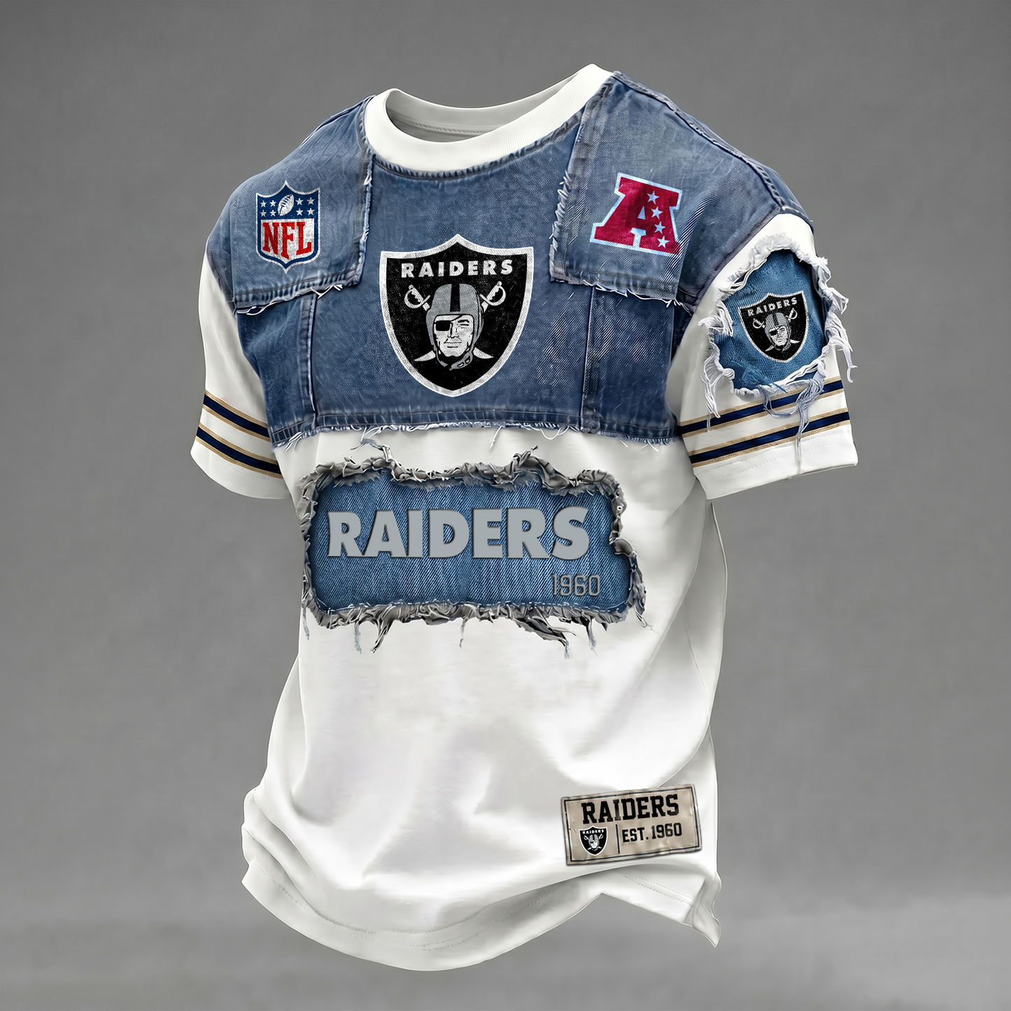 LVR x NFL Patchwork Denim T-Shirt DATND TANTD 080626