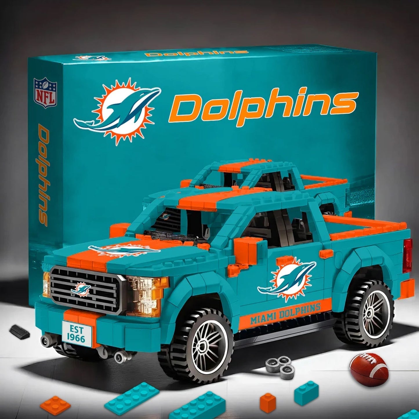 MIA X NFL 3D Racing Truck Model Building Block Set NDT NHM