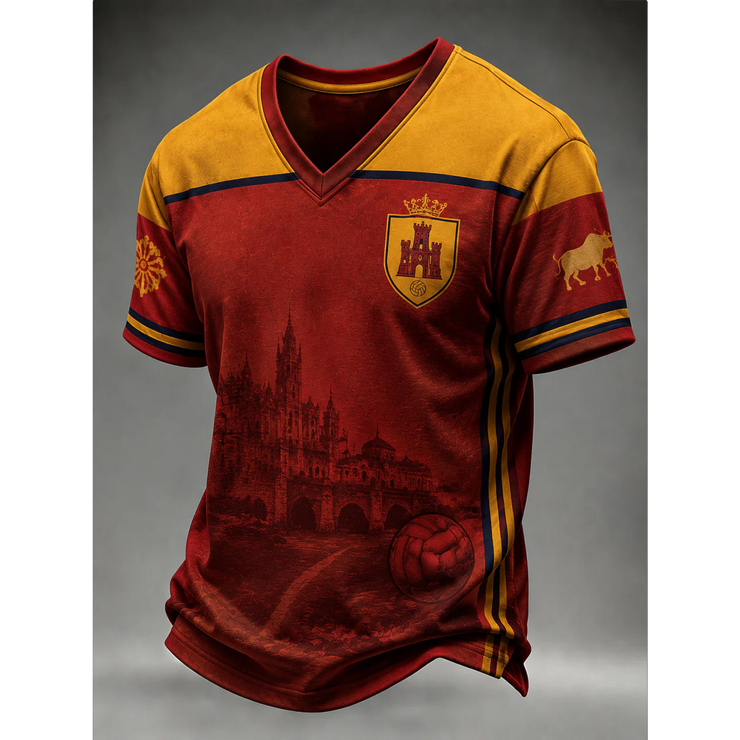 Men's Spanish Football Print Casual Shirt V9 DATND TANTD 050626
