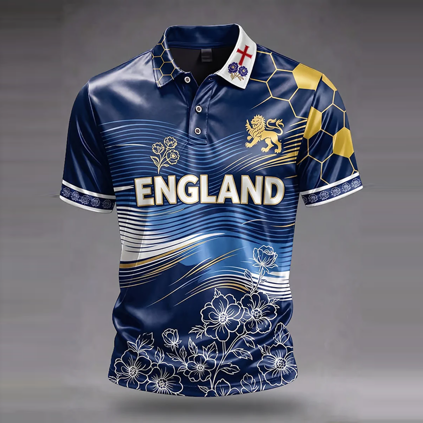 Men's UK Football Lover England Printed polo shirt V3 0106 DatND DVT
