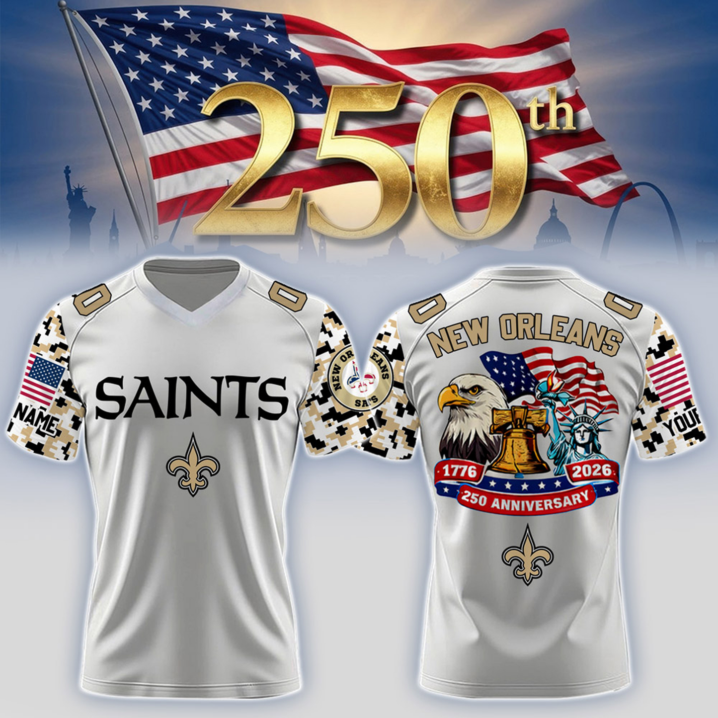 NO x 250th Years USA Anniversary-V-neck Short Sleeve Jersey DATND TANTD