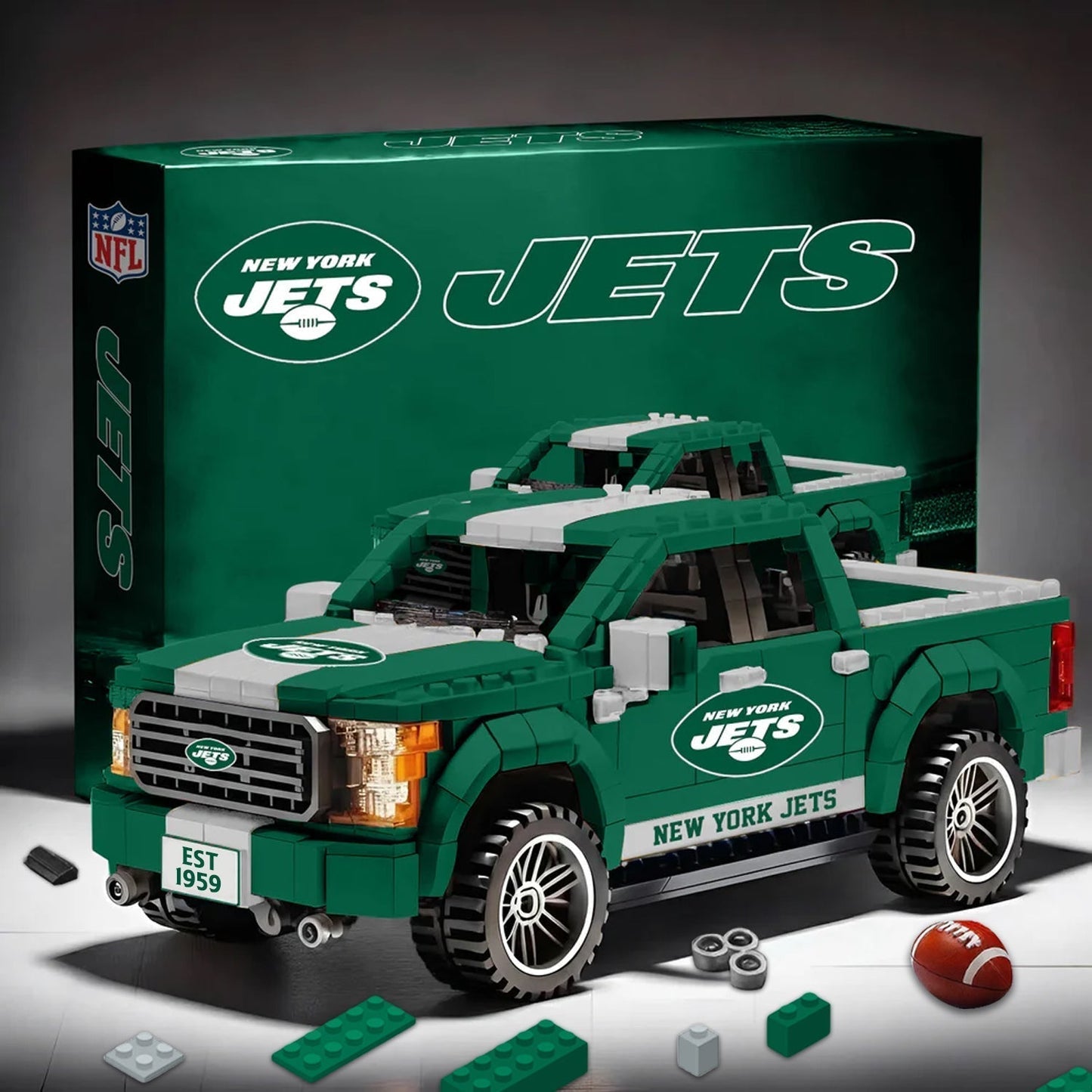NYJ X NFL 3D Racing Truck Model Building Block Set NDT NHM