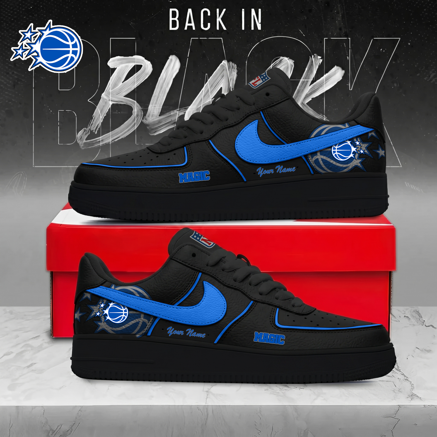 OM x NBA Back In Black AF1 Sneakers 270626