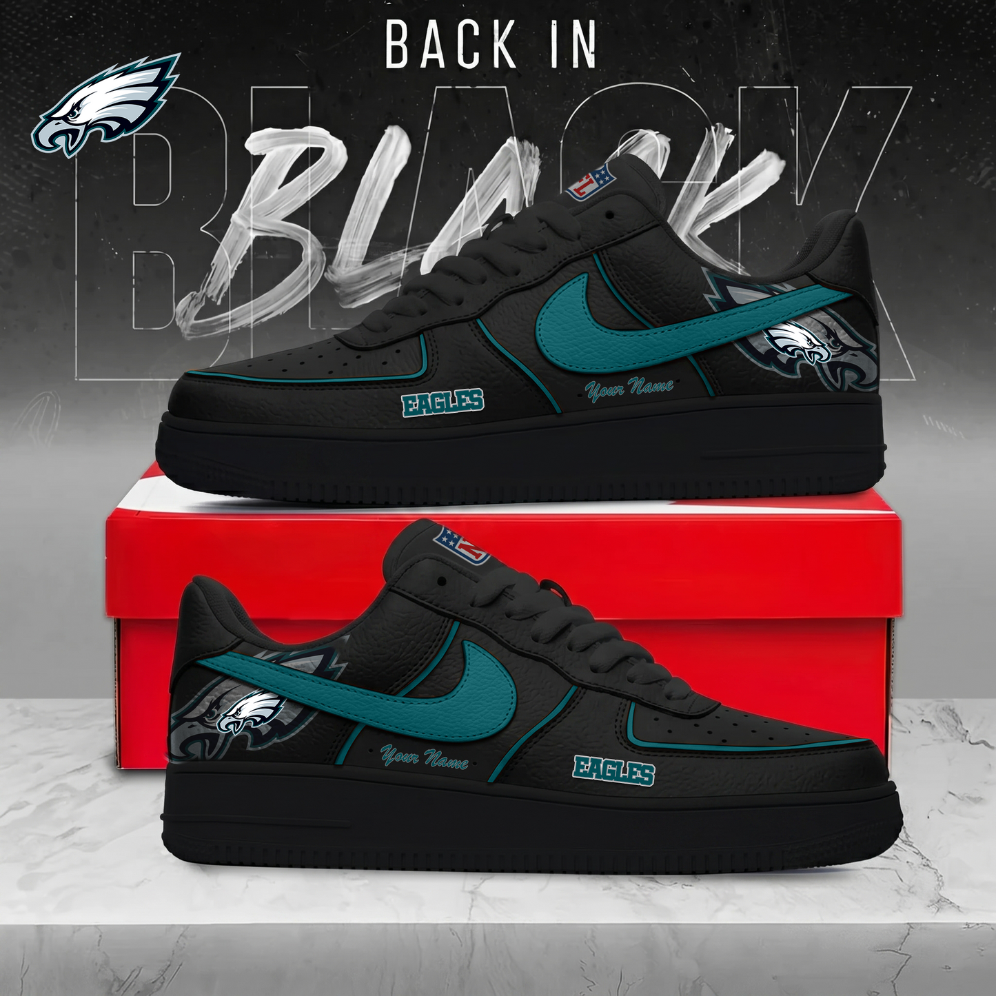 PE x NFL Back In Black AF1 Sneakers 250626