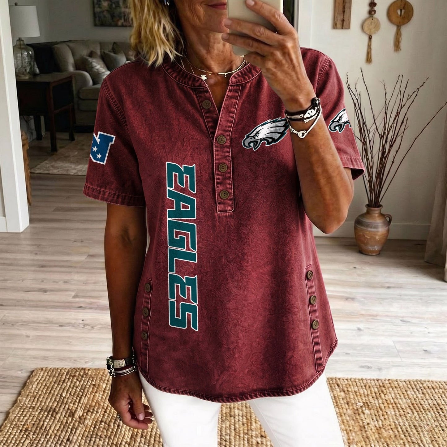 PHI x NFL Womenƒ??s Denim Casual Tops DATND LBN 190526