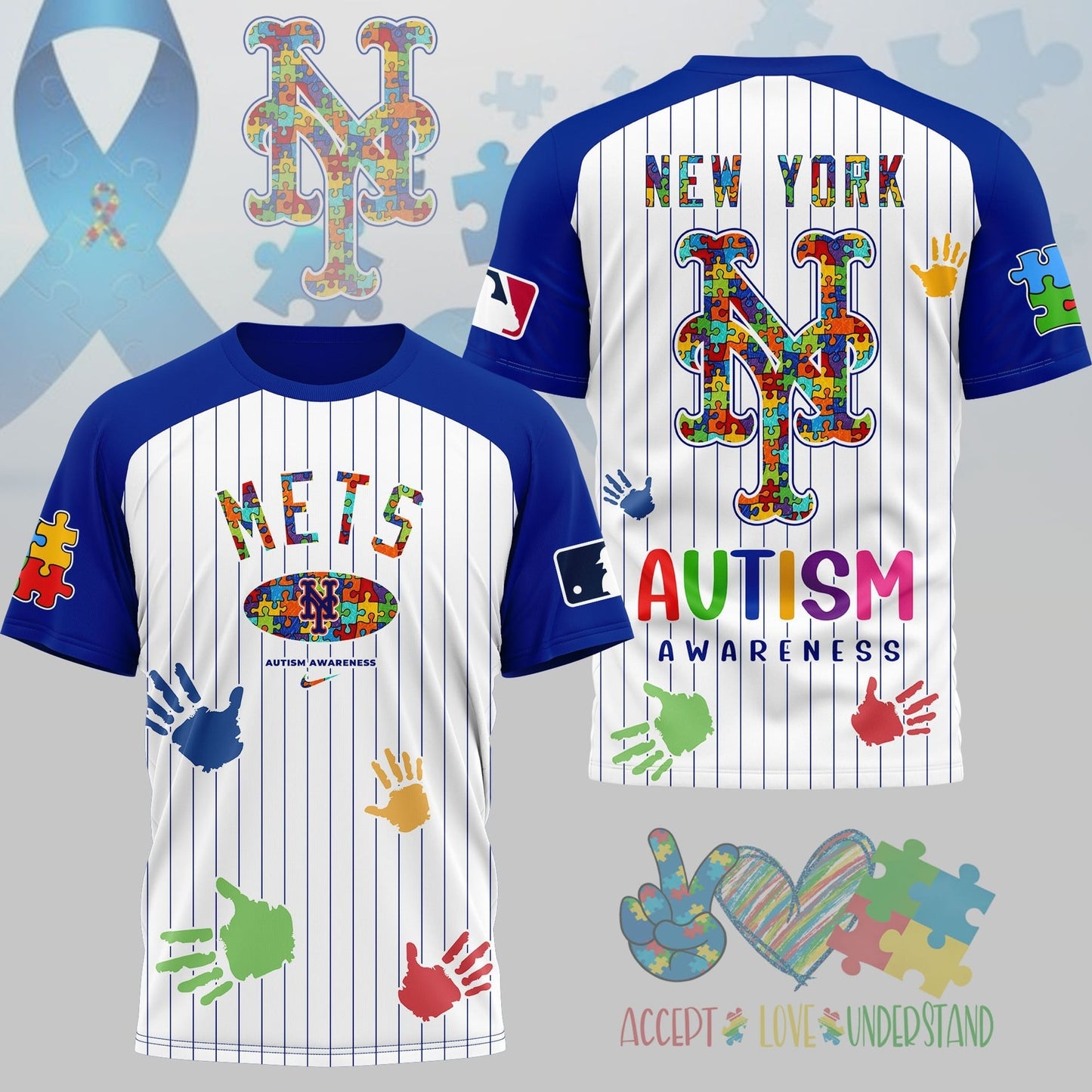 PREMIUM MLB X NYM Autism Support 3D Shirt Limited Editions NDT NHM 080426
