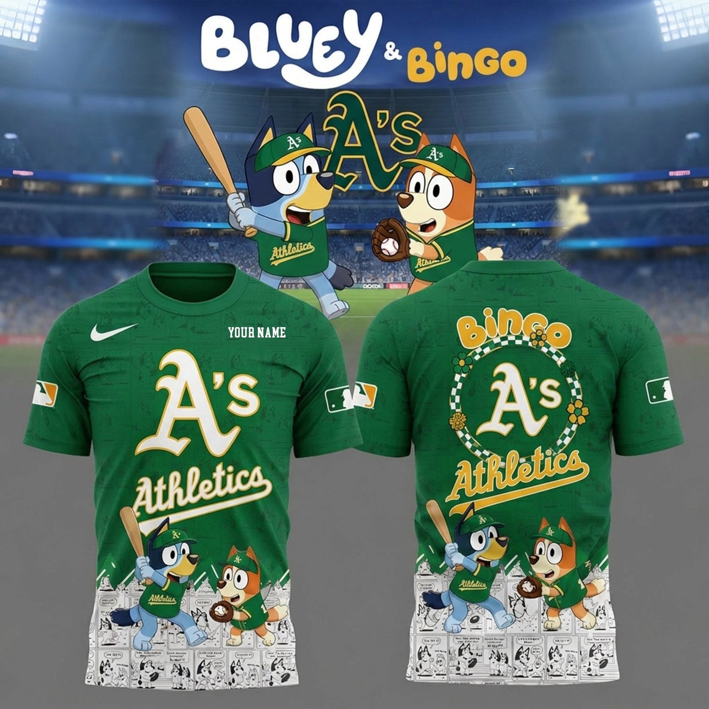 PREMIUM MLB X OA Bluey & Bingo Comic Shirt NDT NHM 260526