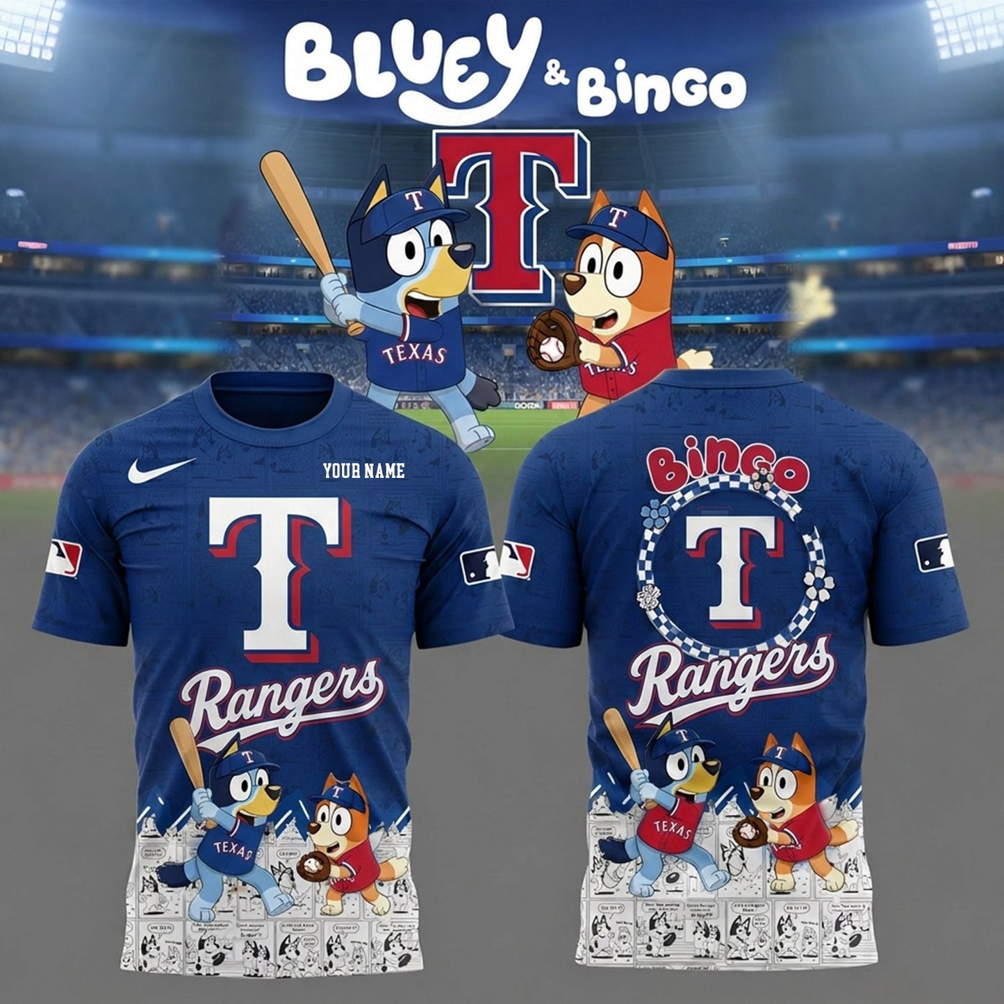 PREMIUM MLB X TR Bluey & Bingo Comic Shirt NDT NHM 260526