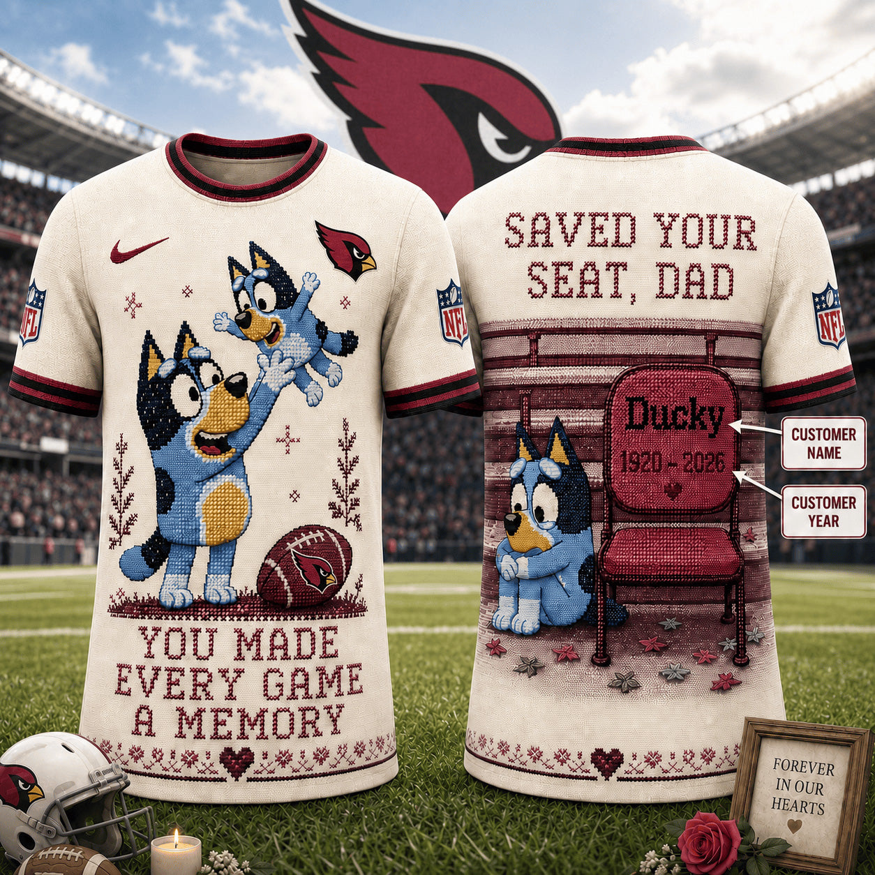 PREMIUM NFL X AC Custom Premium NFL 3D Faux-Stitch Dad Memorial Shirt NDT NTN 220526