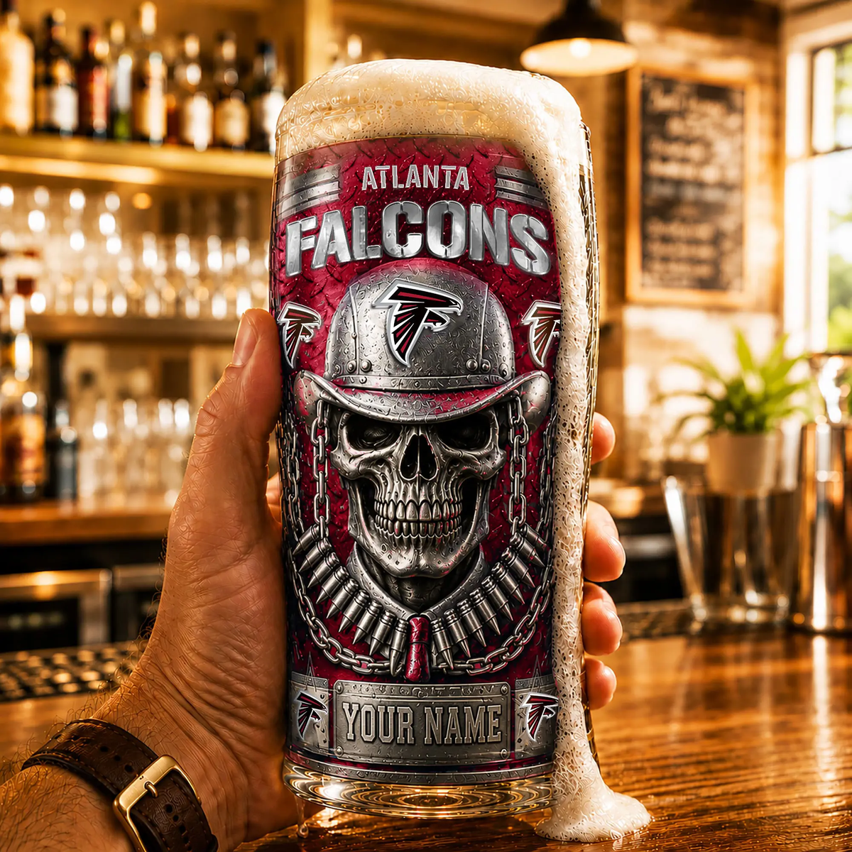 PREMIUM NFL X AF Beer Glass Custom Name Gifts For Fan NDT VHM 020626