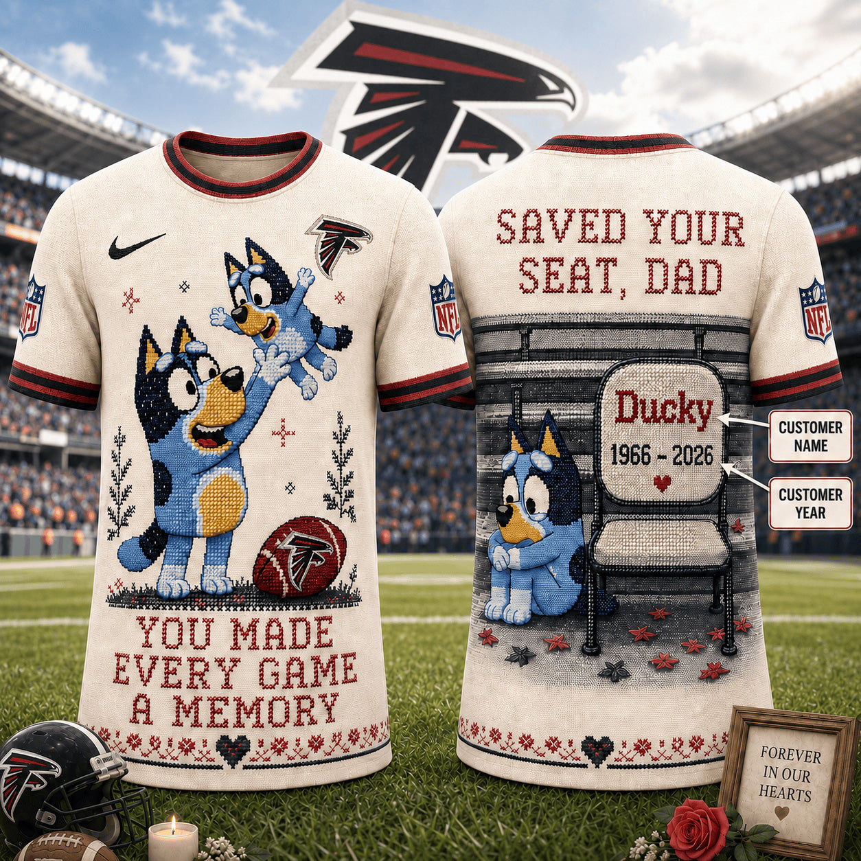 PREMIUM NFL X AF Custom Premium NFL 3D Faux-Stitch Dad Memorial Shirt NDT NTN 220526