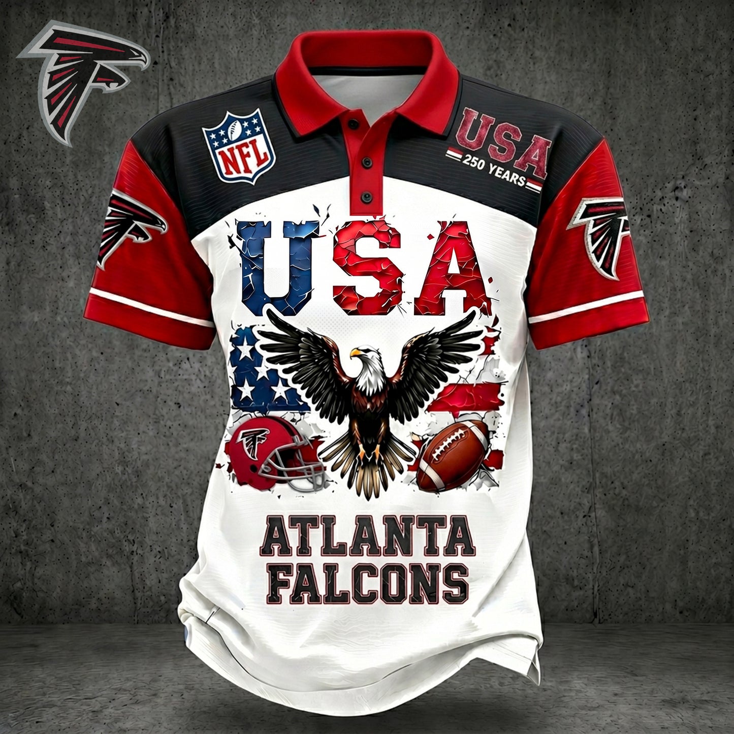 PREMIUM NFL X ATL 250TH Anniversary LUXURY POLO Shirt Shirt 170626