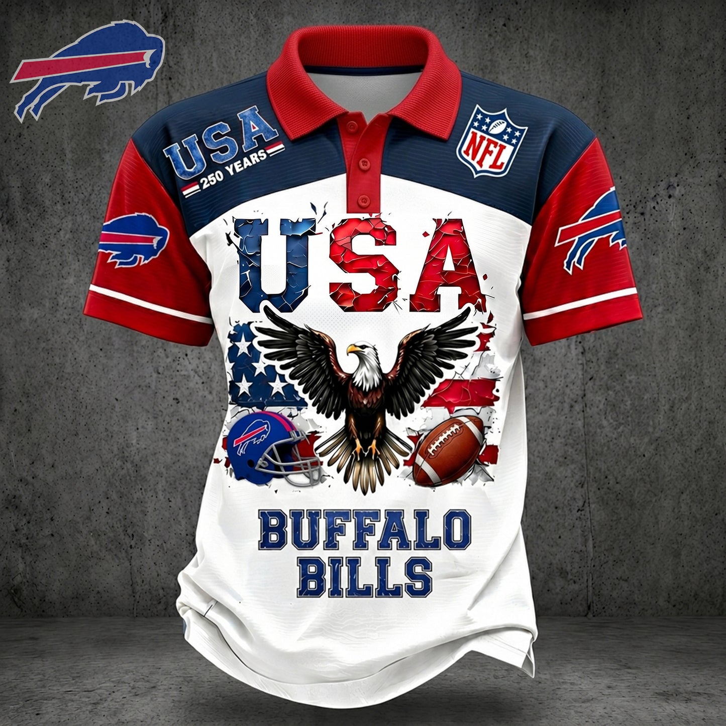 PREMIUM NFL X BUF 250TH Anniversary LUXURY POLO Shirt Shirt 170626