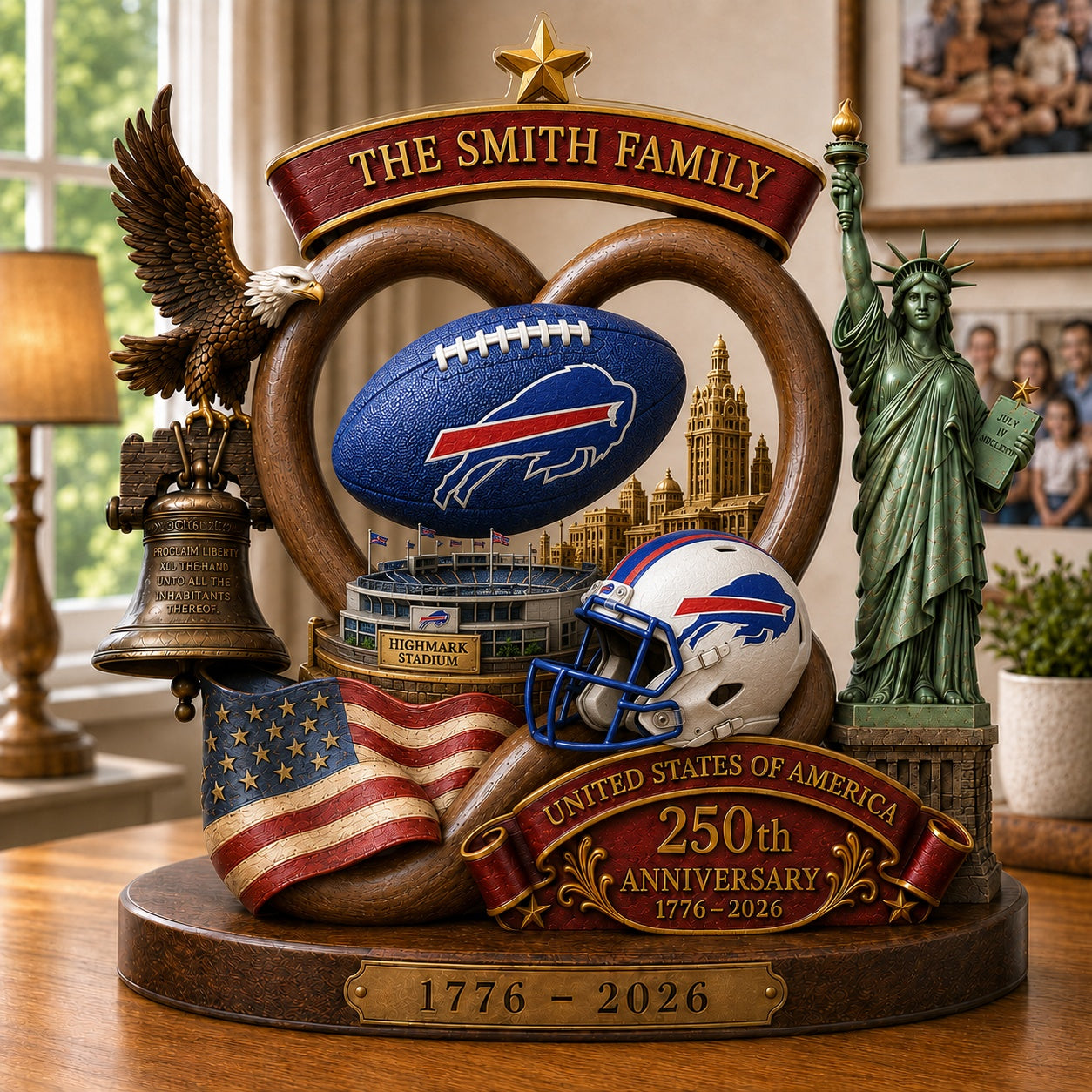 PREMIUM NFL X BUF Team Mix 250th Anniversary Acrylic Block Plaque Custom Name 120626