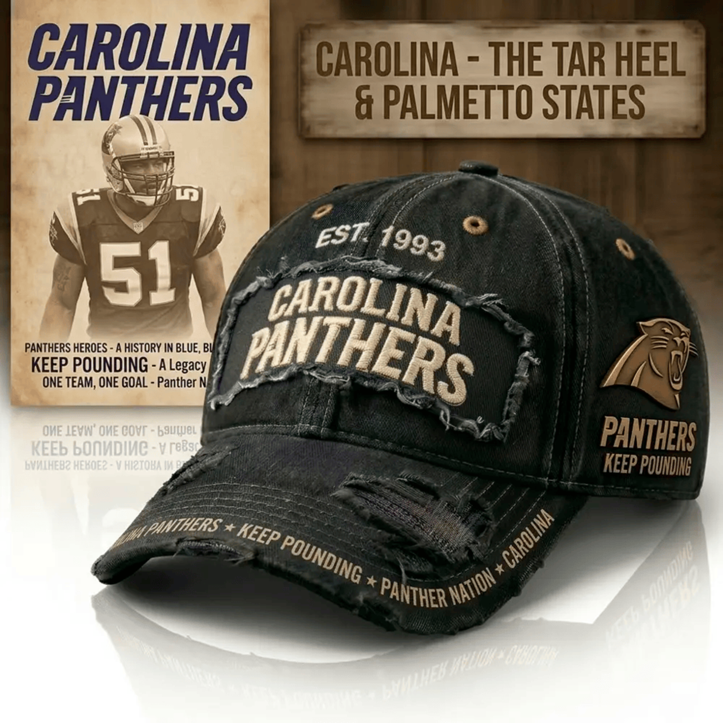 PREMIUM NFL X CAR Denim Washed Custom Name HAT NDT NHM 050526