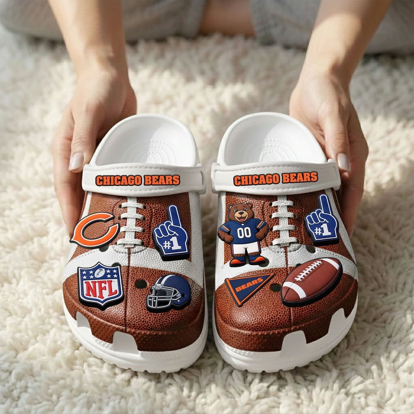 PREMIUM NFL X CHI CLOGS WITH CHARMS NDT NHM
