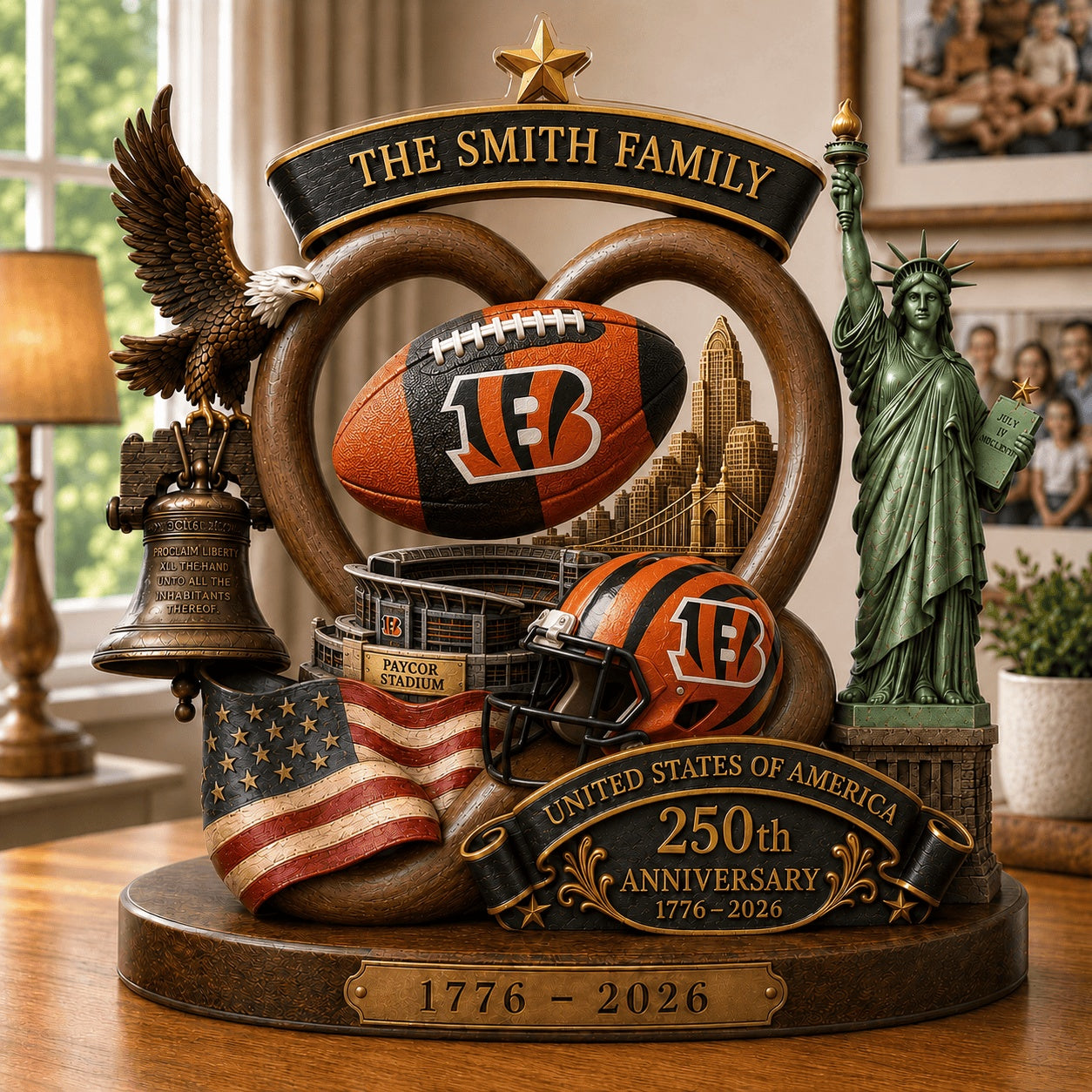 PREMIUM NFL X CIN Team Mix 250th Anniversary Acrylic Block Plaque Custom Name 120626