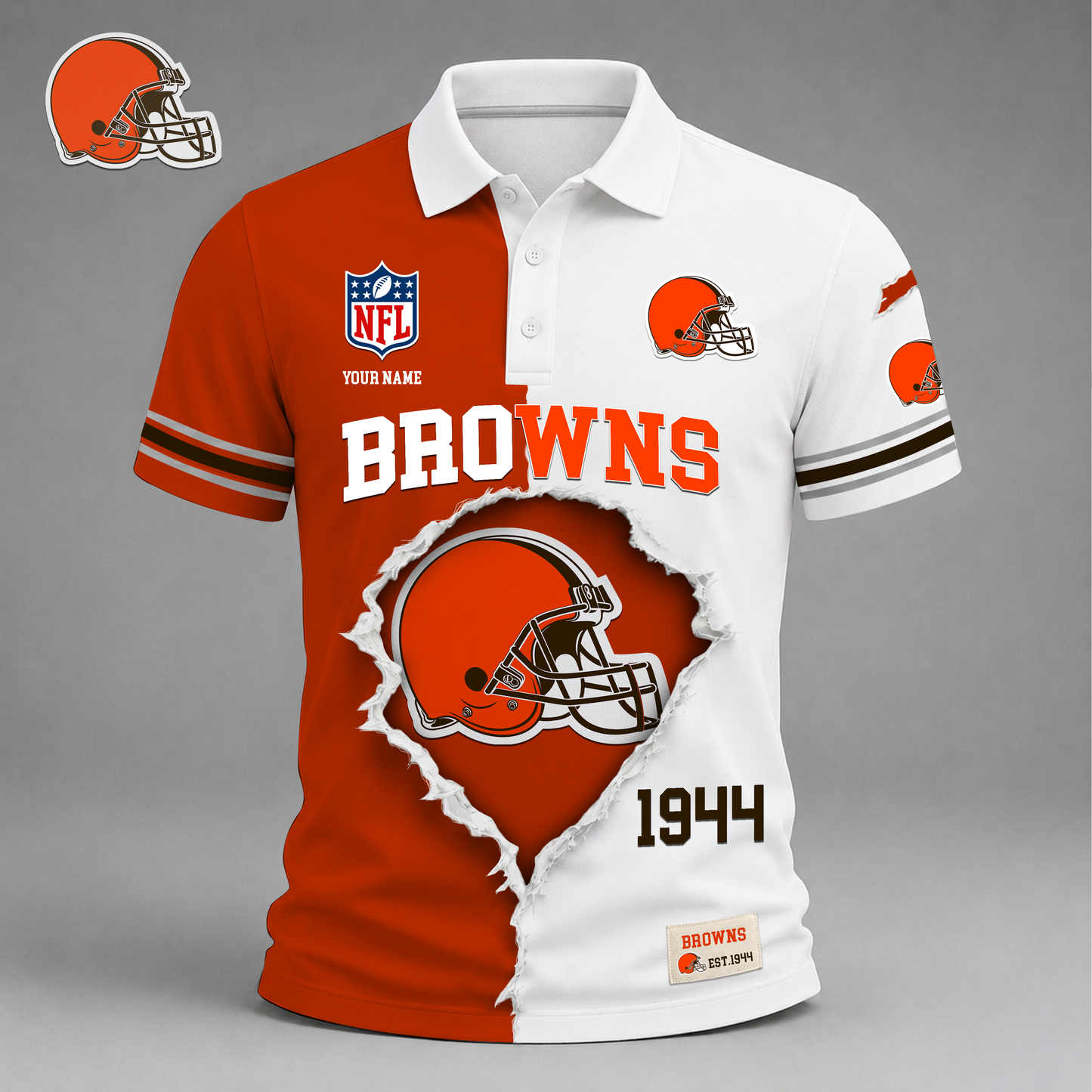 PREMIUM NFL X CLE LUXURY V-Neck POLO SHIRT 150626