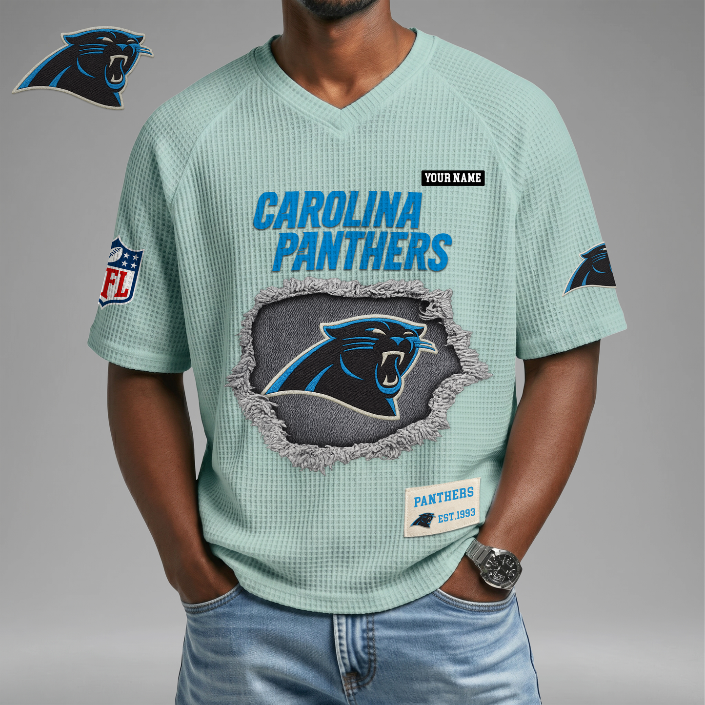 PREMIUM NFL X CP Game Day Waffle V-neck T-shirt 110626