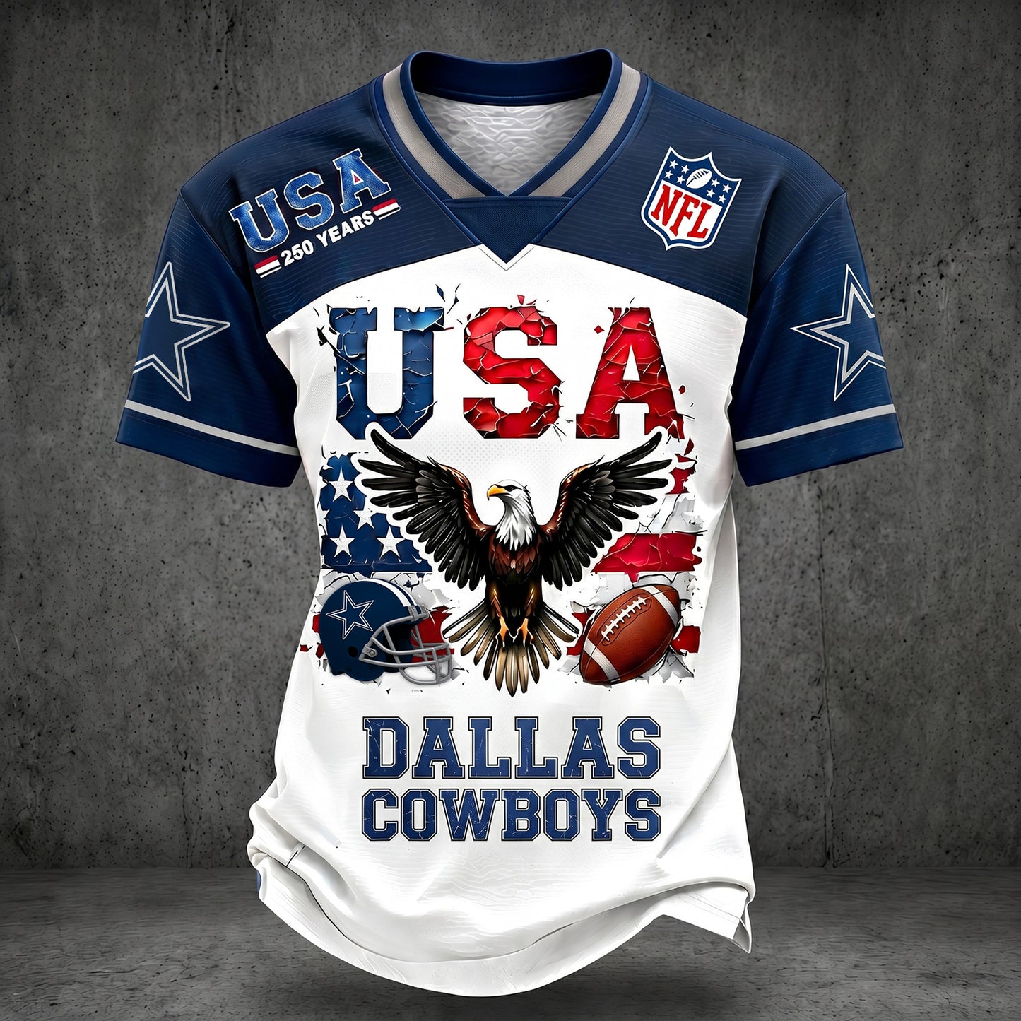 PREMIUM NFL X DAL LUXURY V-Neck 250 Years Of T- Shirt 160626
