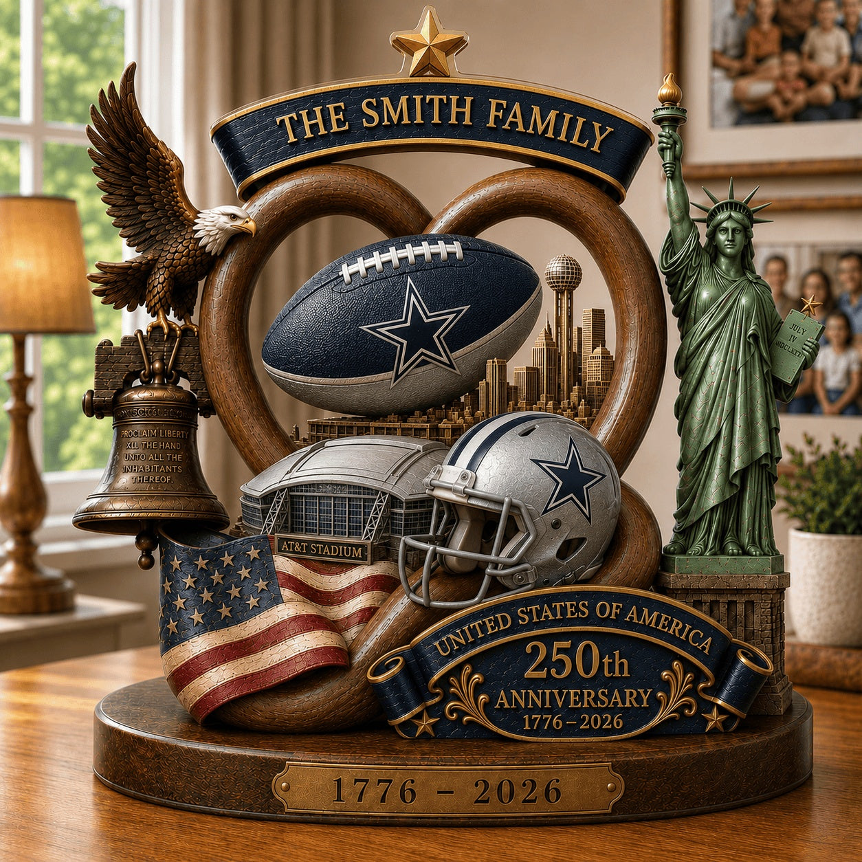 PREMIUM NFL X DAL Team Mix 250th Anniversary Acrylic Block Plaque Custom Name 120626