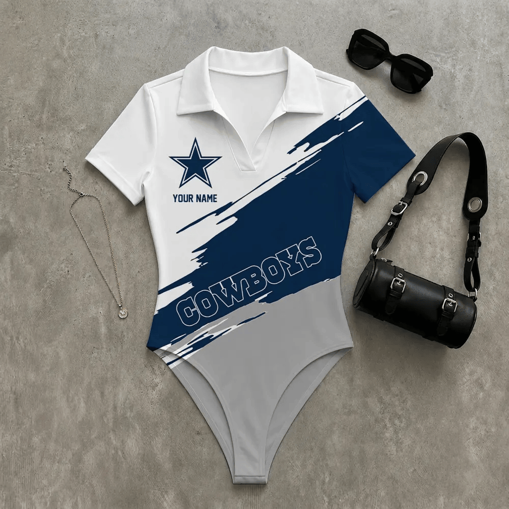 PREMIUM NFL X DAL Women's Slim-Fit V-Neck Polo Bodysuit NDT LVH 270526
