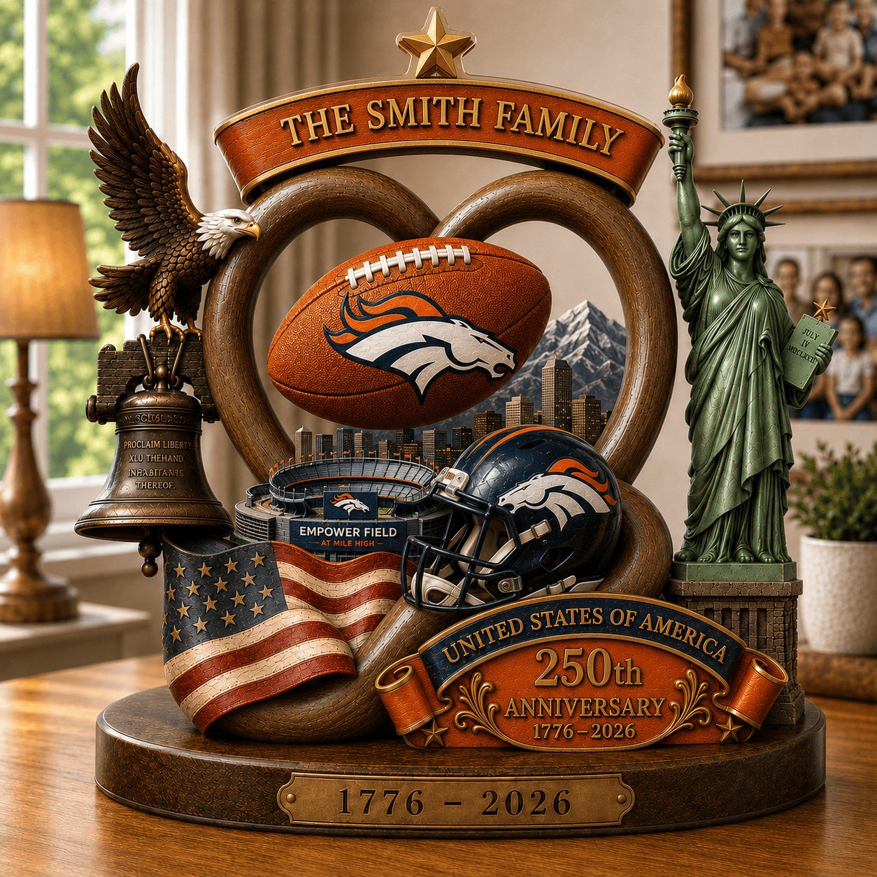PREMIUM NFL X DEN Team Mix 250th Anniversary Acrylic Block Plaque Custom Name 120626