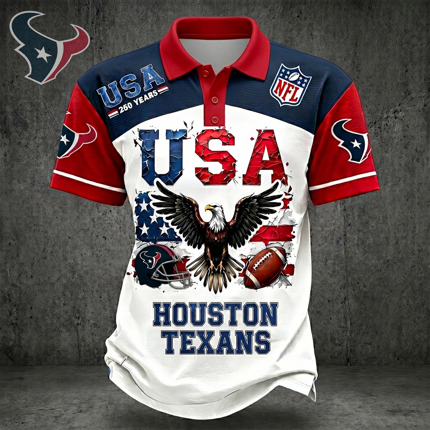 PREMIUM NFL X HOU 250TH Anniversary LUXURY POLO Shirt Shirt 170626