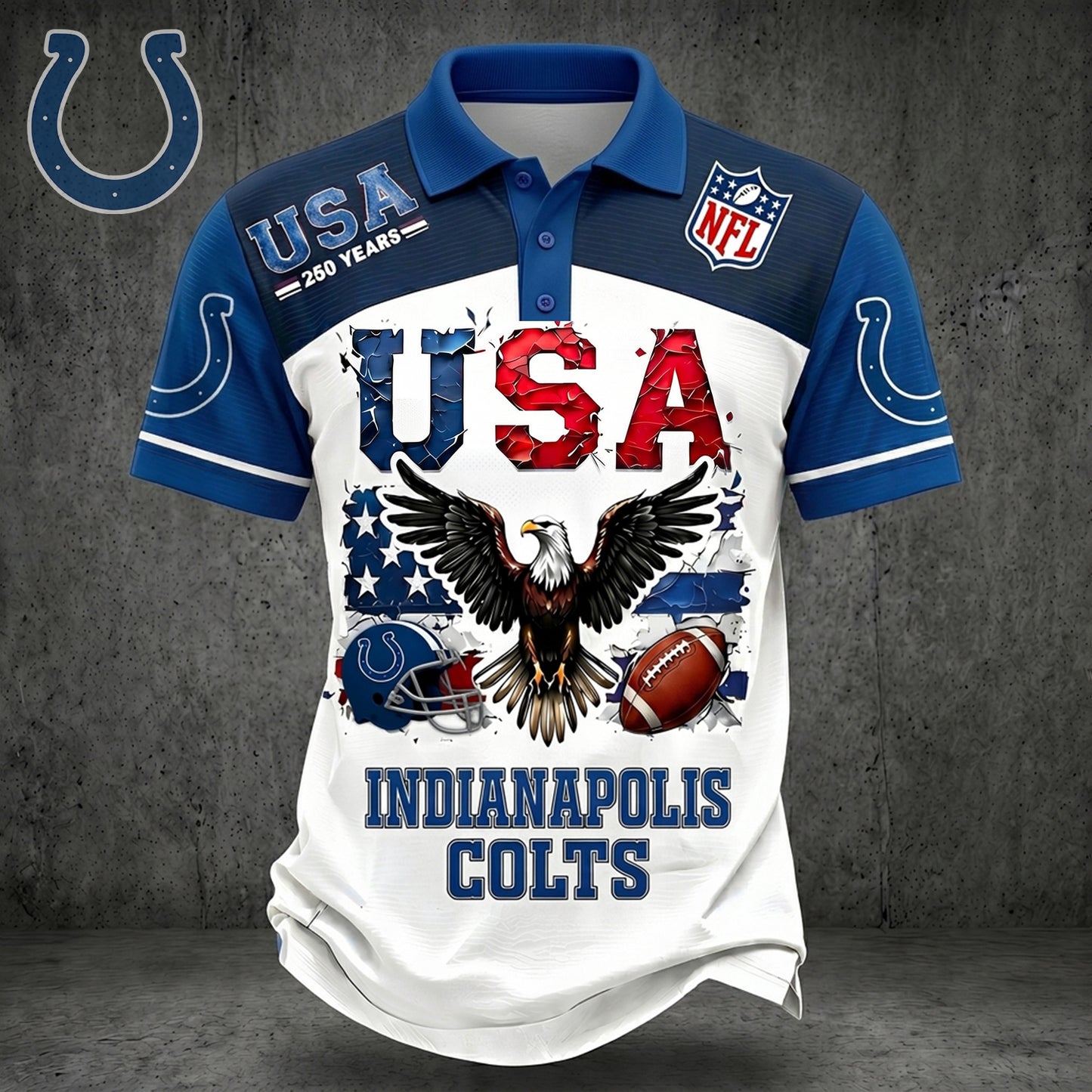 PREMIUM NFL X IND 250TH Anniversary LUXURY POLO Shirt Shirt 170626