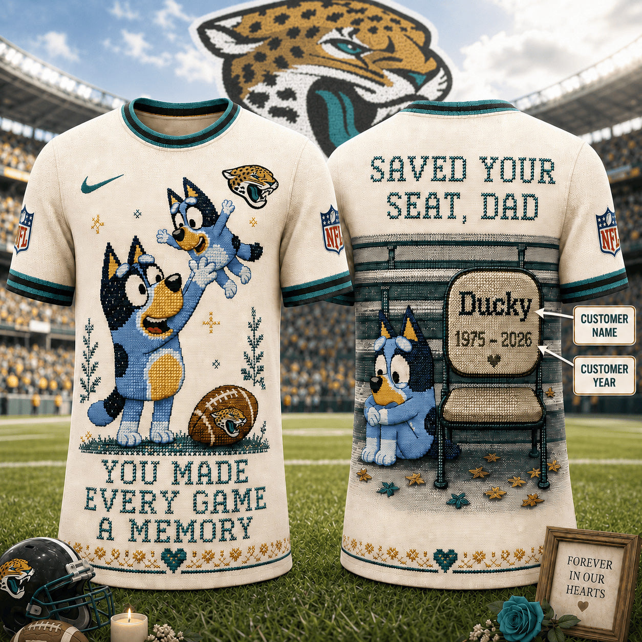 PREMIUM NFL X JJ Custom Premium NFL 3D Faux-Stitch Dad Memorial Shirt NDT NTN 220526