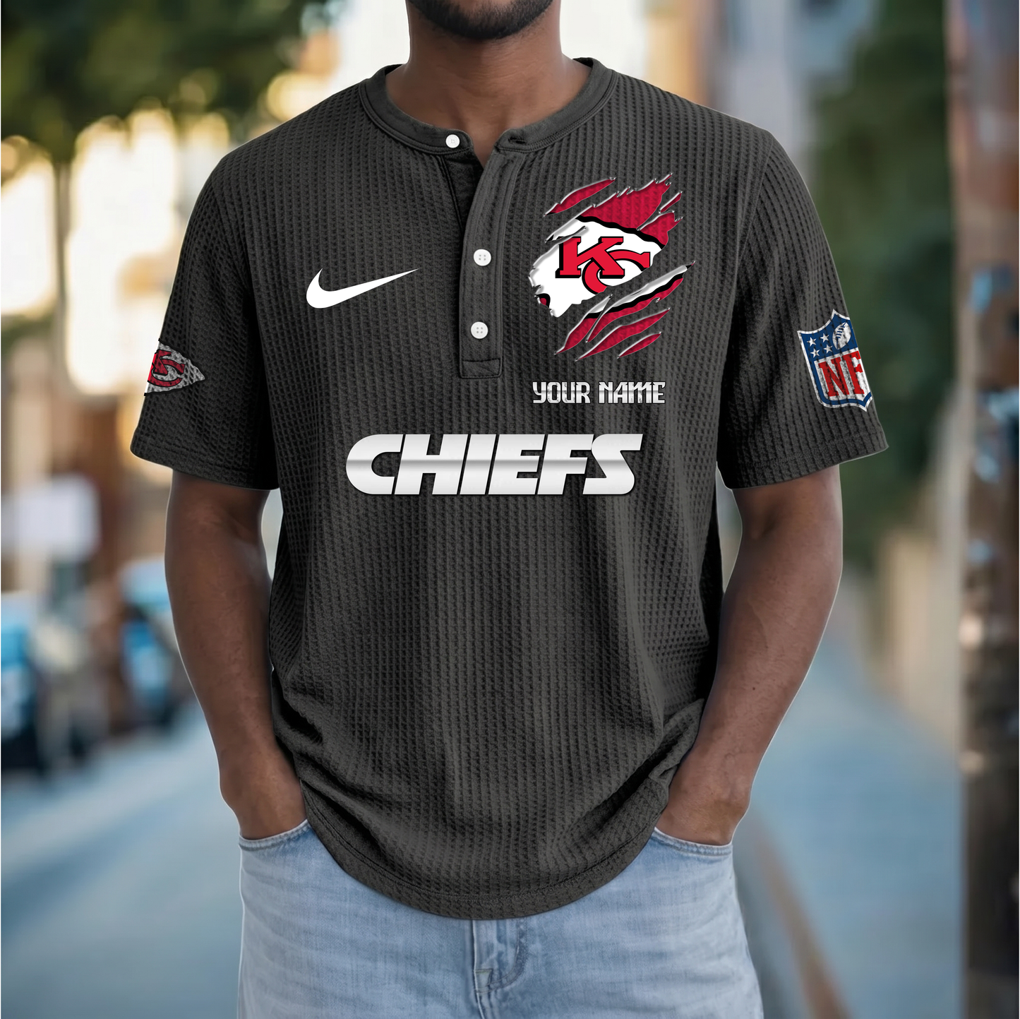 PREMIUM NFL X KCC Crew neck button Henry Shirt Limited Editions NDT VHM 230426