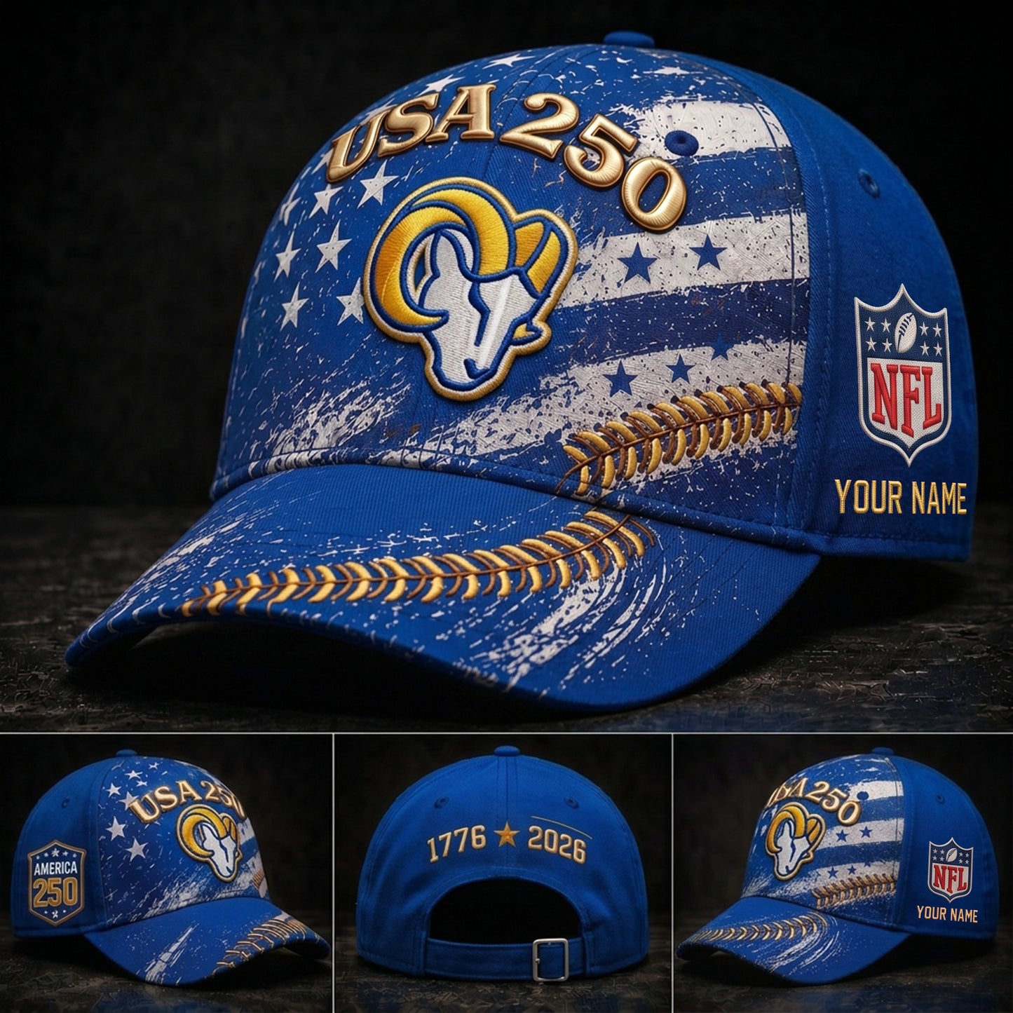 PREMIUM NFL X LAR GAMEDAY EXCLUSIVE PERSONALIZED 250 YEAR ANNIVERSARY CAP 010726