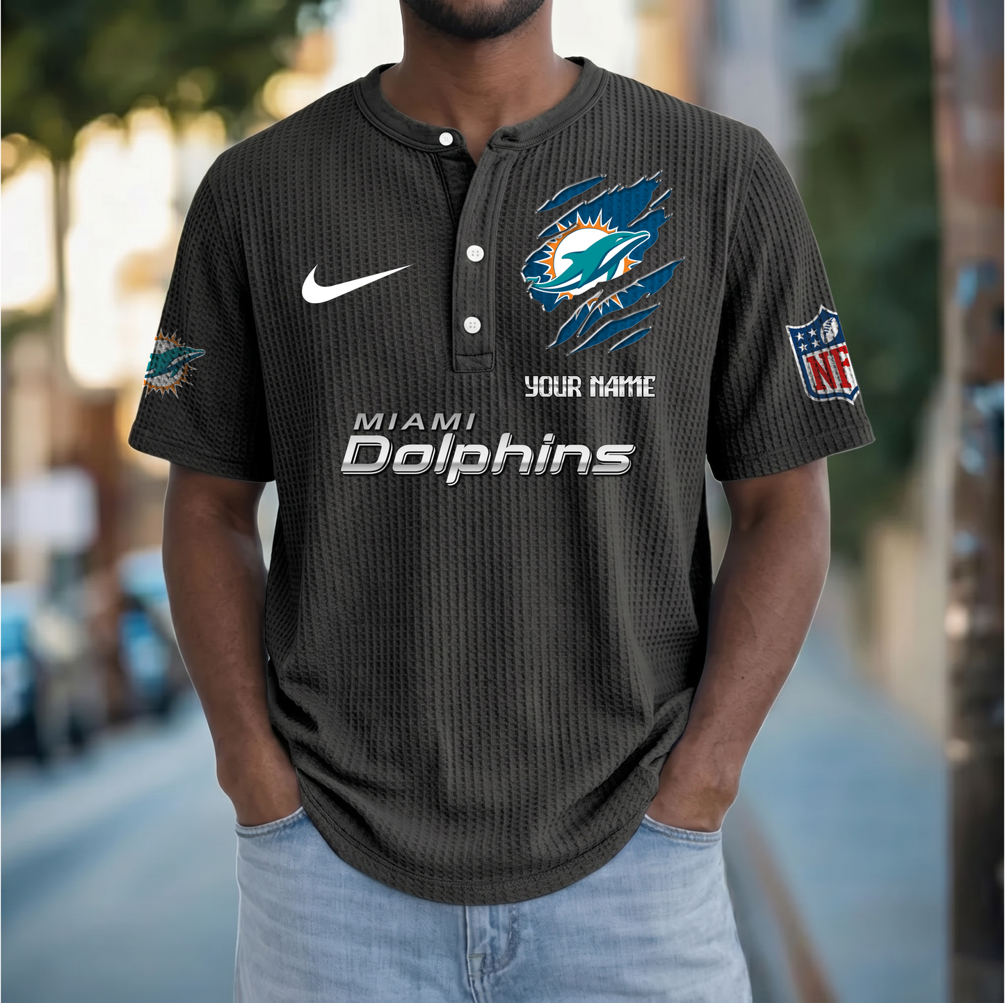 PREMIUM NFL X MD Crew neck button Henry Shirt Limited Editions NDT VHM 230426