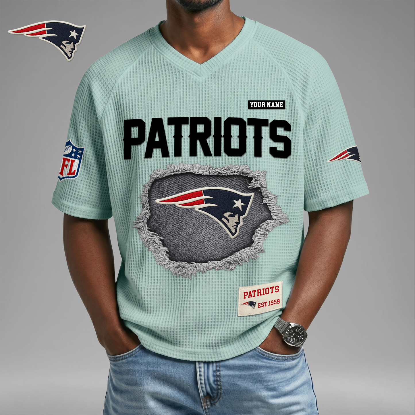 PREMIUM NFL X NEP Game Day Waffle V-neck T-shirt 110626