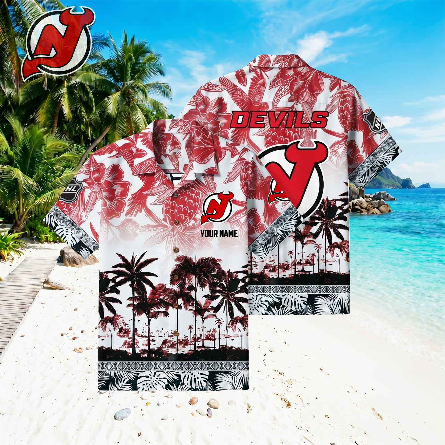 PREMIUM NHL X NJD Floral With Parrots Hawaiian Shirt NDT VHM 060526