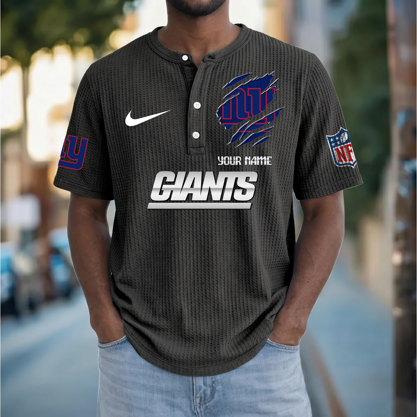 PREMIUM NFL X NYG Crew neck button Henry Shirt Limited Editions NDT VHM 230426