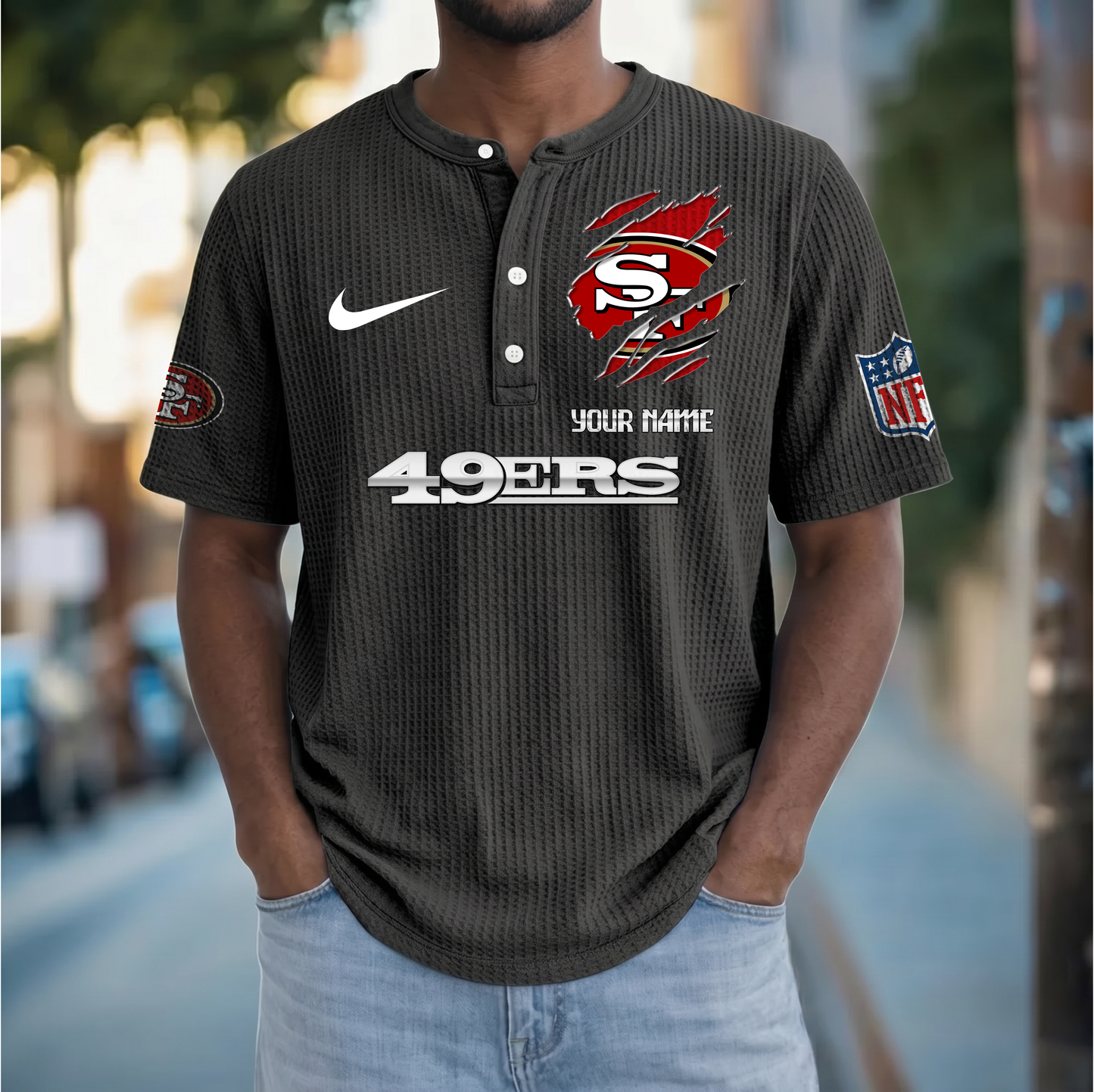 PREMIUM NFL X SF Crew neck button Henry Shirt Limited Editions NDT VHM 230426