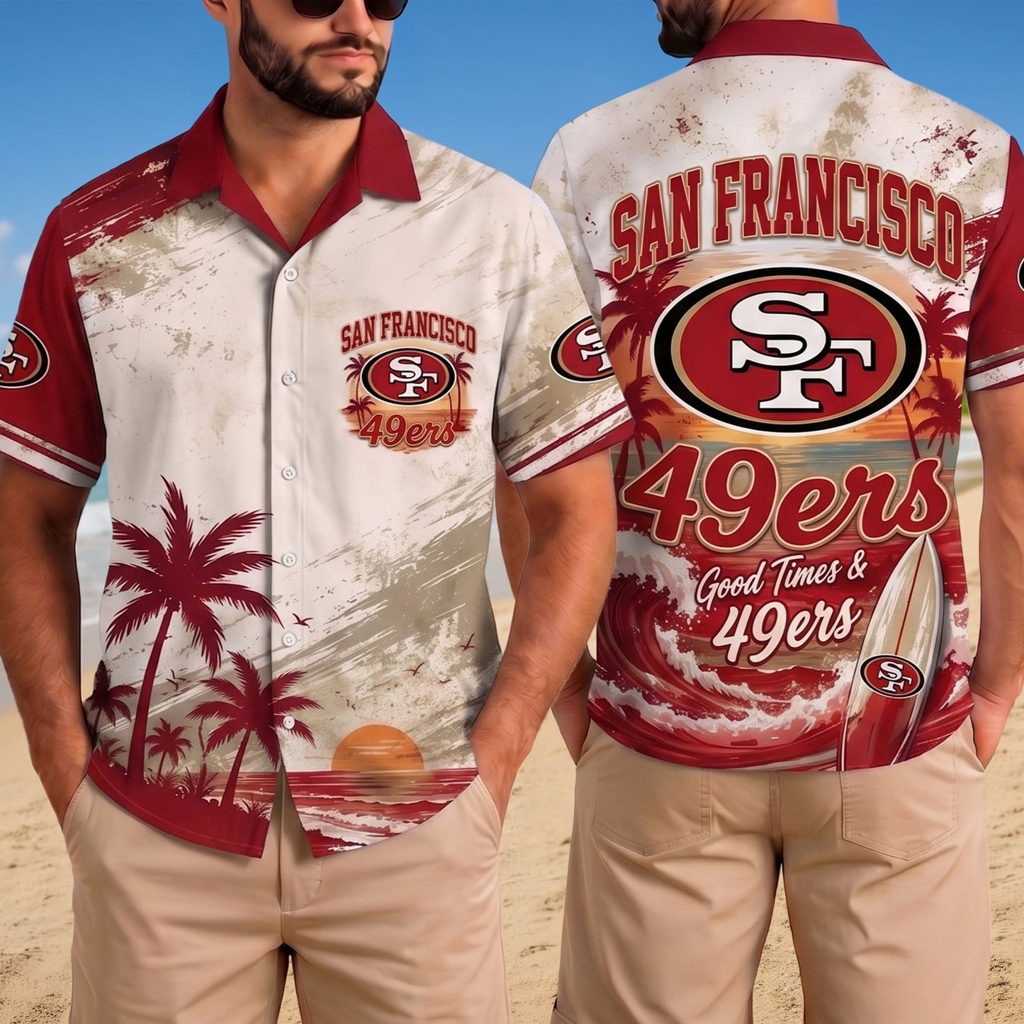 PREMIUM NFL X SF LUXURY BEACH VIBES TEAM HAWAIIAN SHIRT 020726