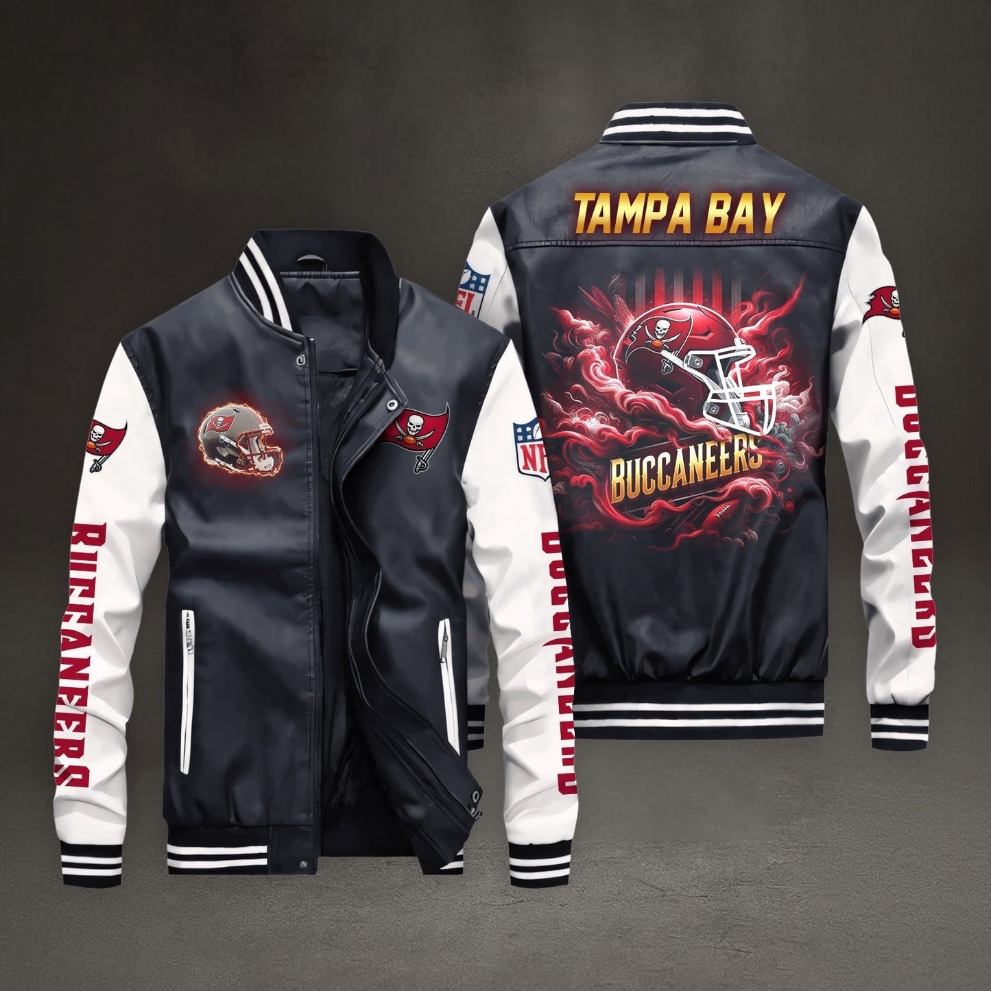 PREMIUM NFL X TB LEATHER BOMBER JACKET NDT NHM