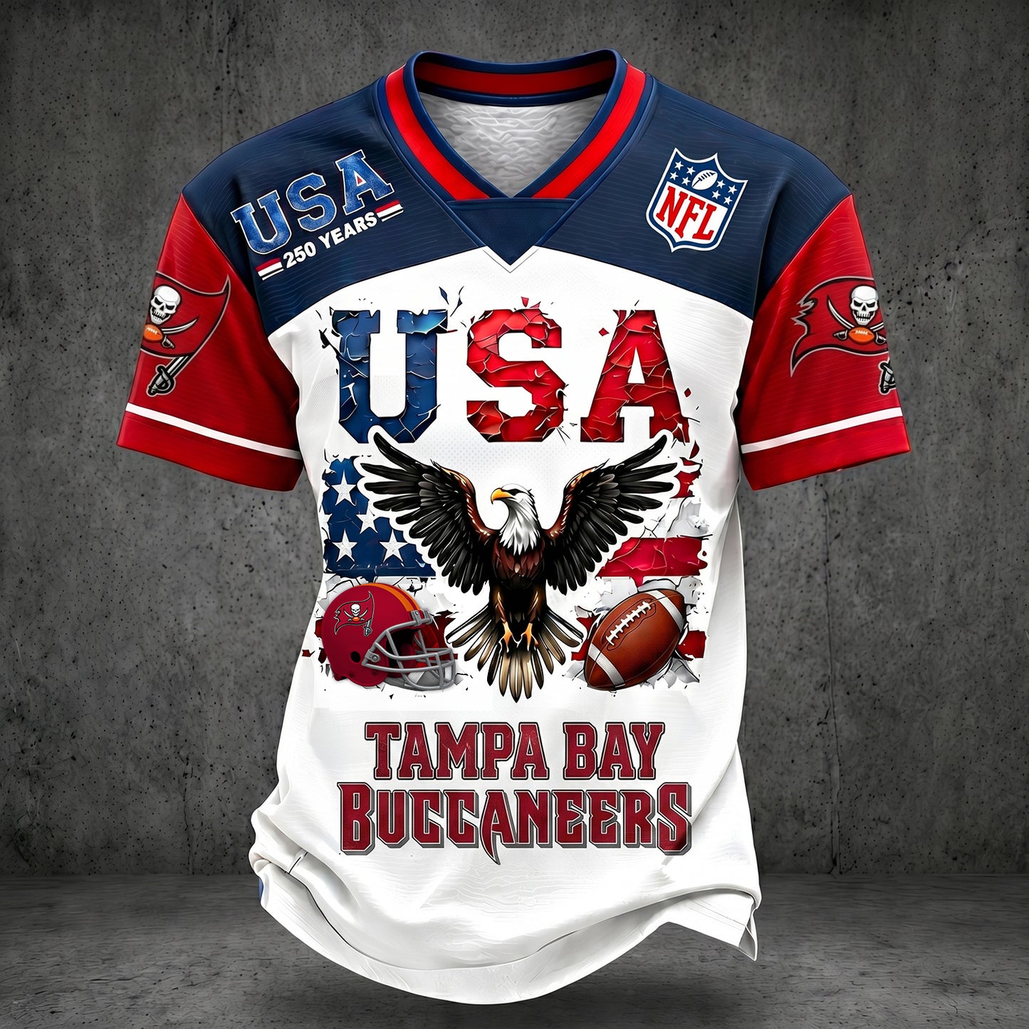 PREMIUM NFL X TB LUXURY V-Neck 250 Years Of T- Shirt 160626