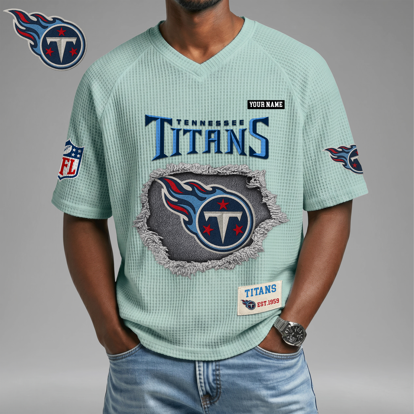 PREMIUM NFL X TT Game Day Waffle V-neck T-shirt 110626