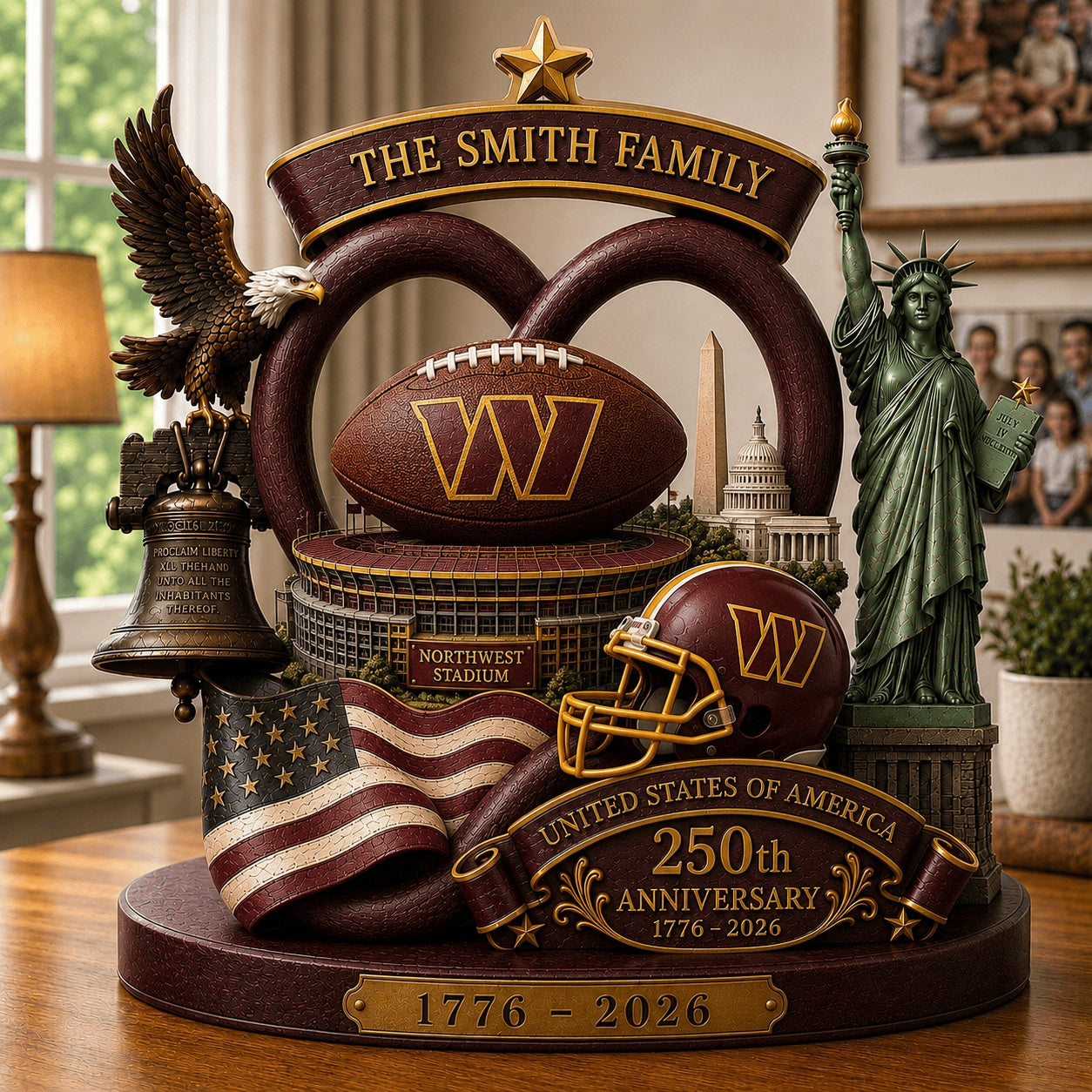 PREMIUM NFL X WAS Team Mix 250th Anniversary Acrylic Block Plaque Custom Name 120626